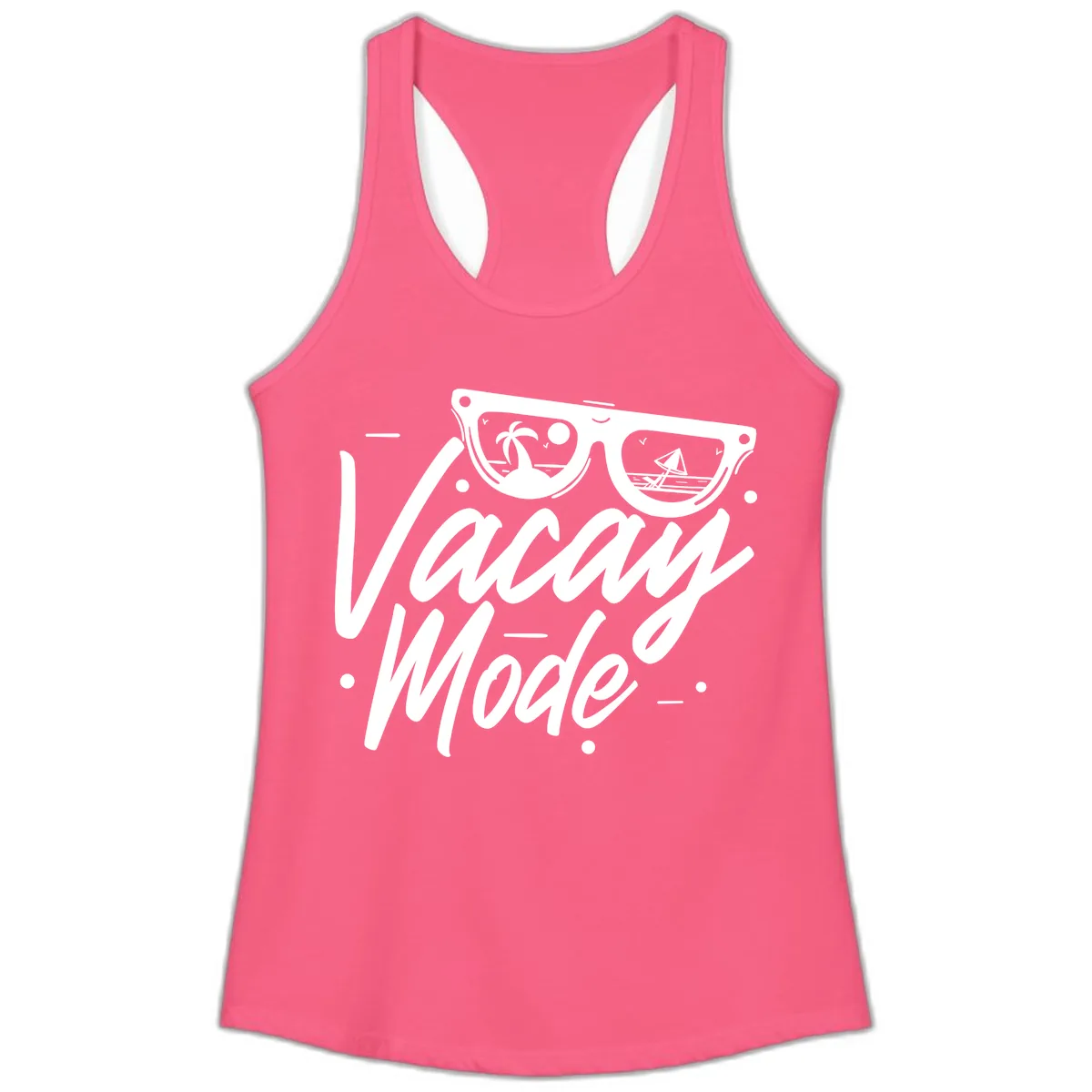 Warm Mode Cruise Vibes Ladies Tank in Solid Hot Pink