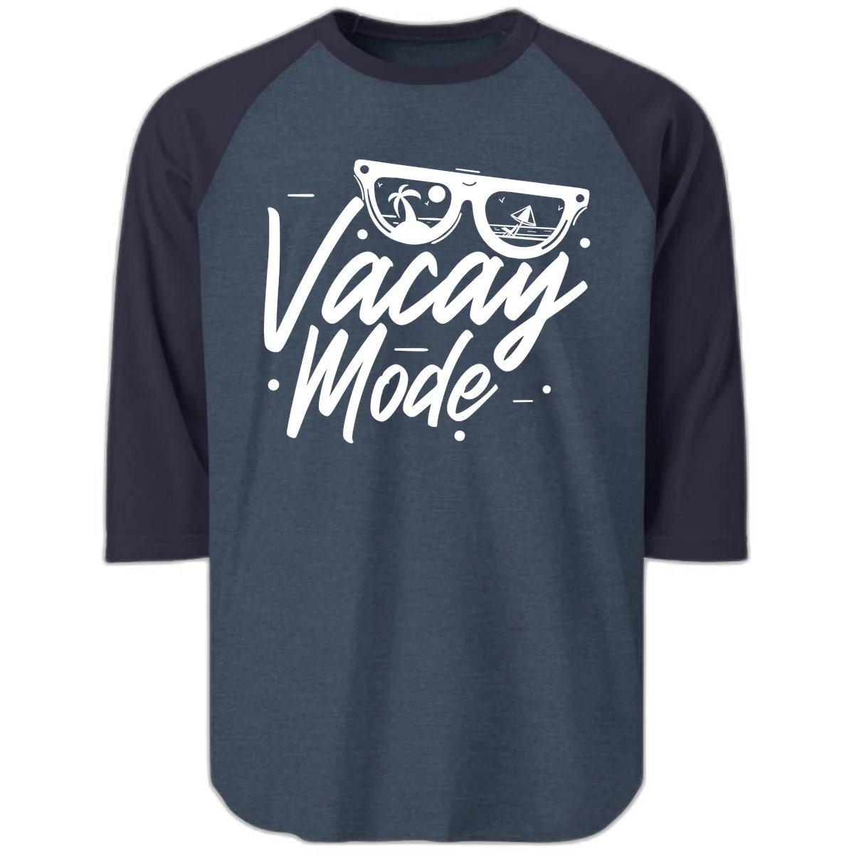 Warm Mode Cruise Vibes Raglan 3/4 in Heather Denim Navy