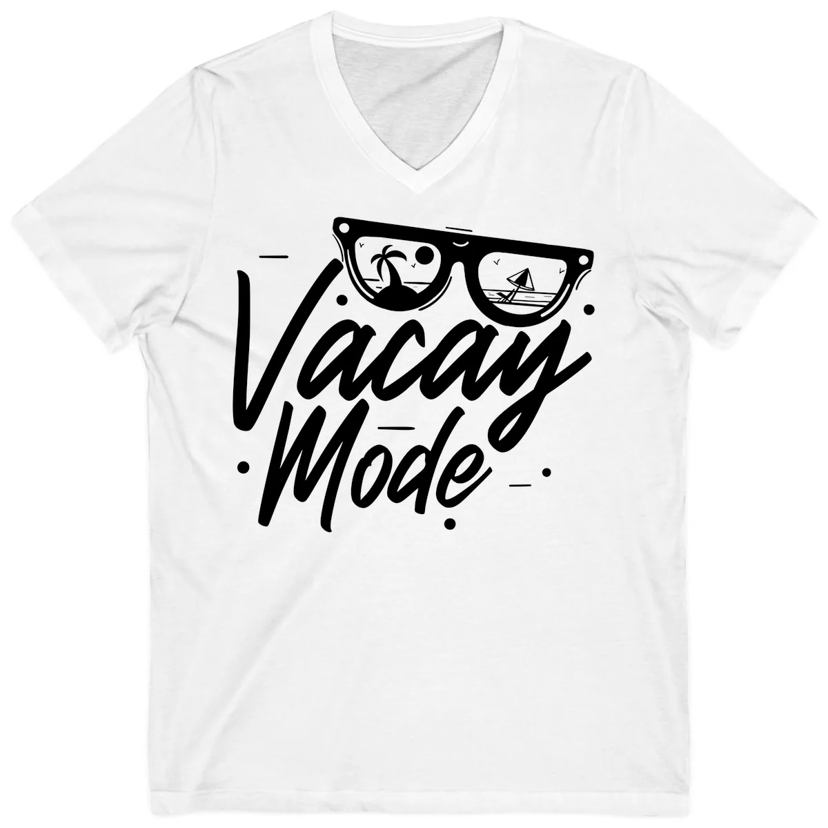 Warm Mode Cruise Vibes V-Neck in White