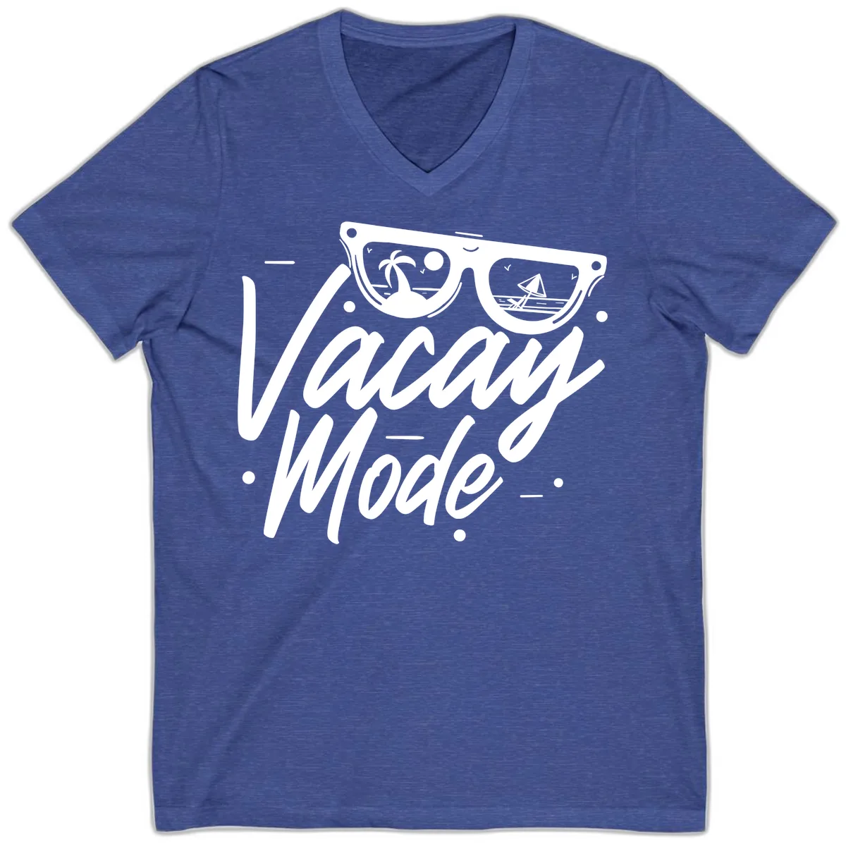 Warm Mode Cruise Vibes V-Neck in Heather True Royal