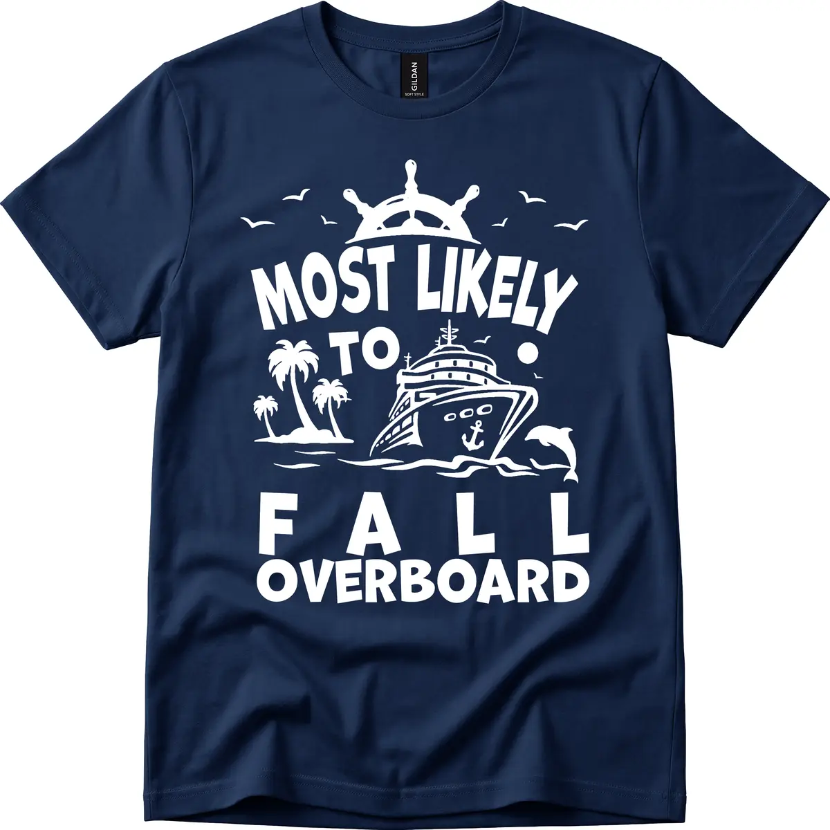 Most Likely To Fall Overboard T-Shirt in Navy