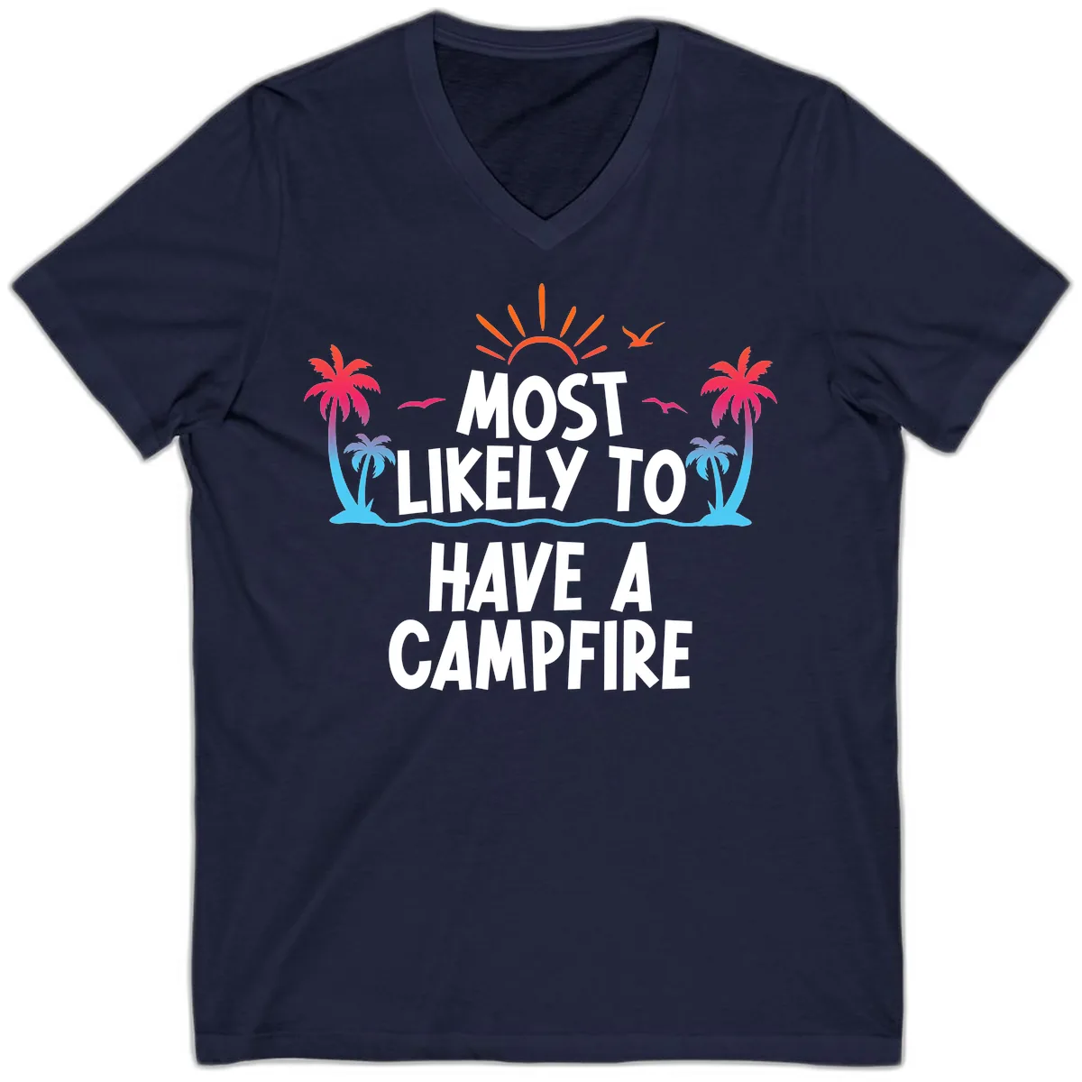 Most Likely To Have A Campfire V-Neck in Navy