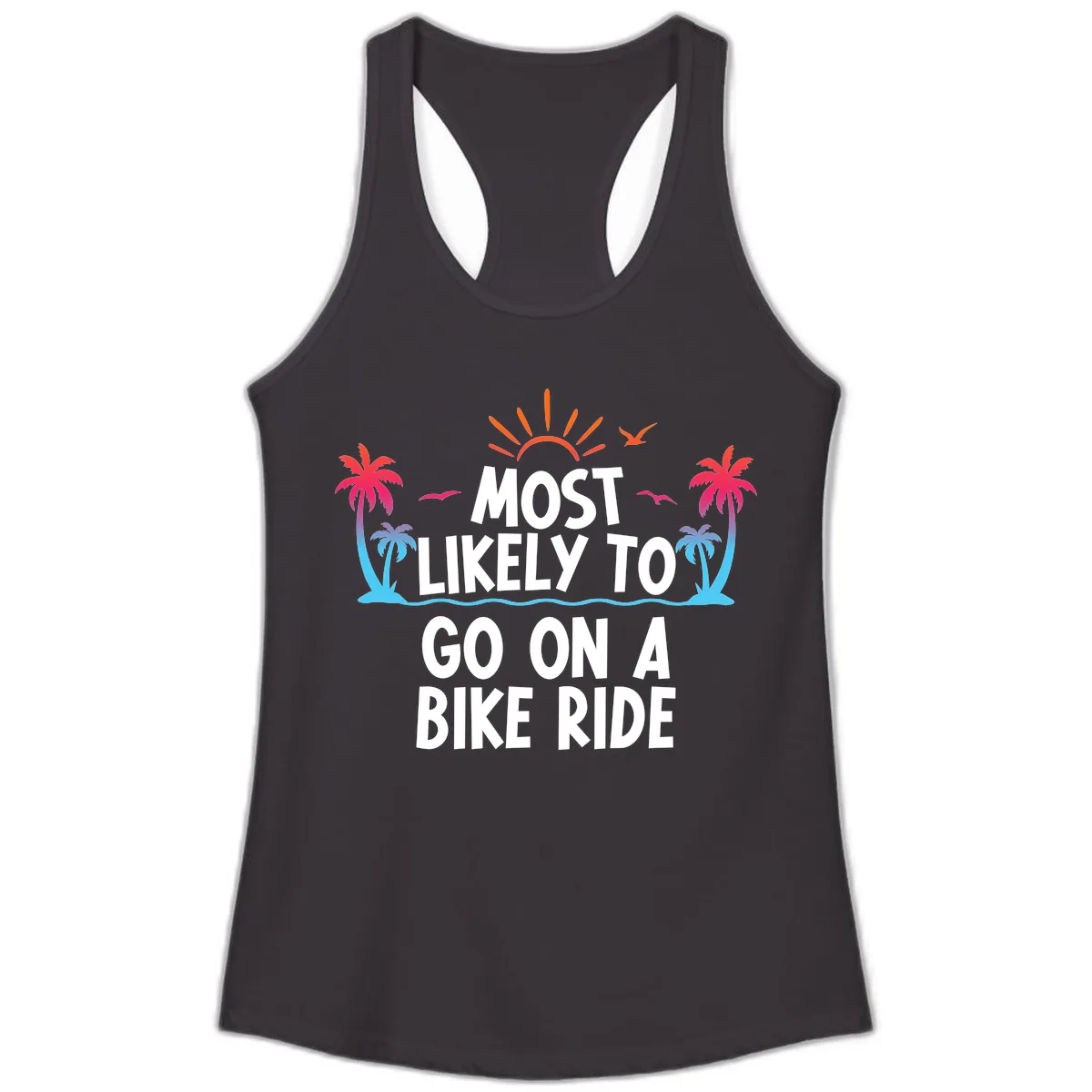 Most Likely To Go On A Bike Ride Ladies Tank in Black