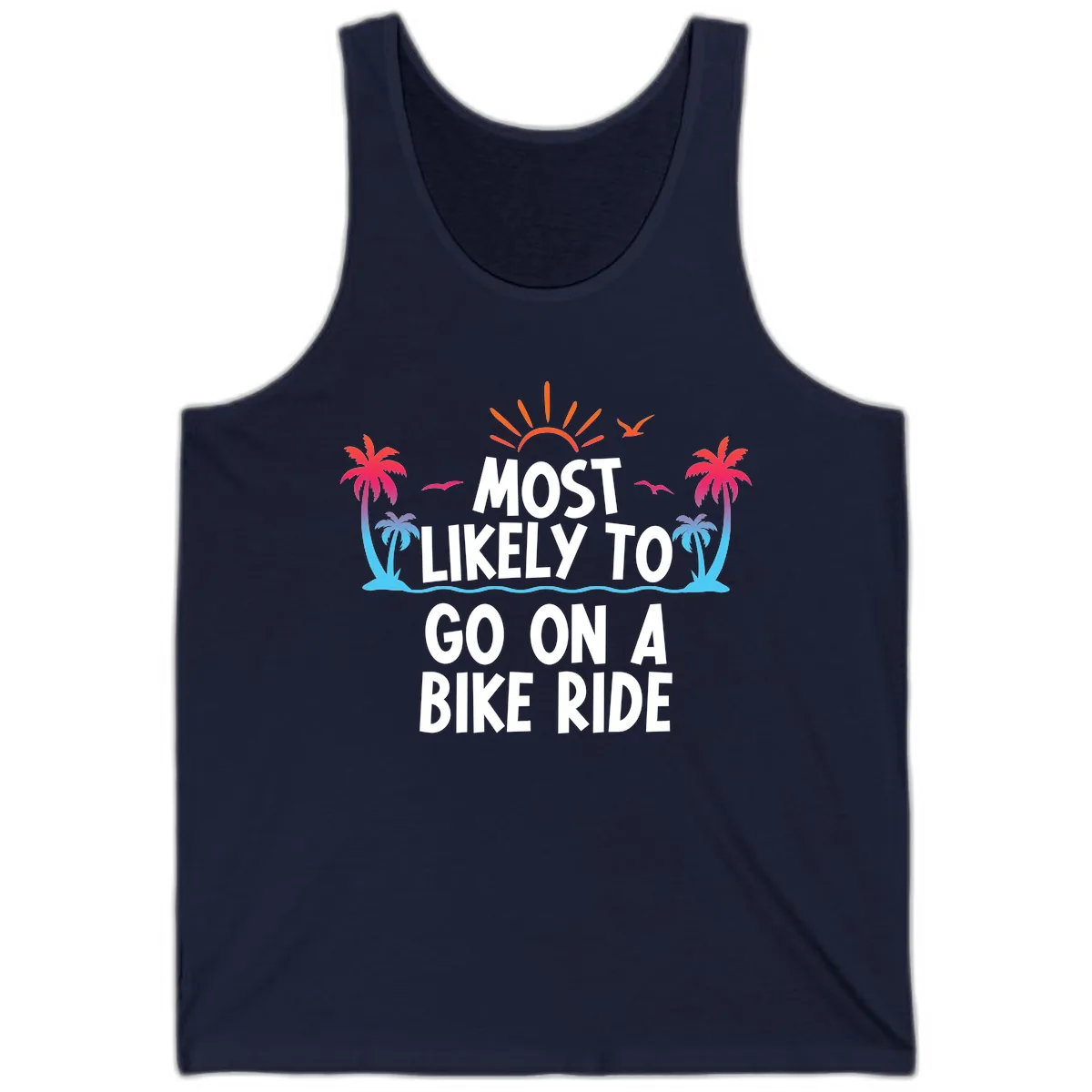 Most Likely To Go On A Bike Ride Tank in Navy