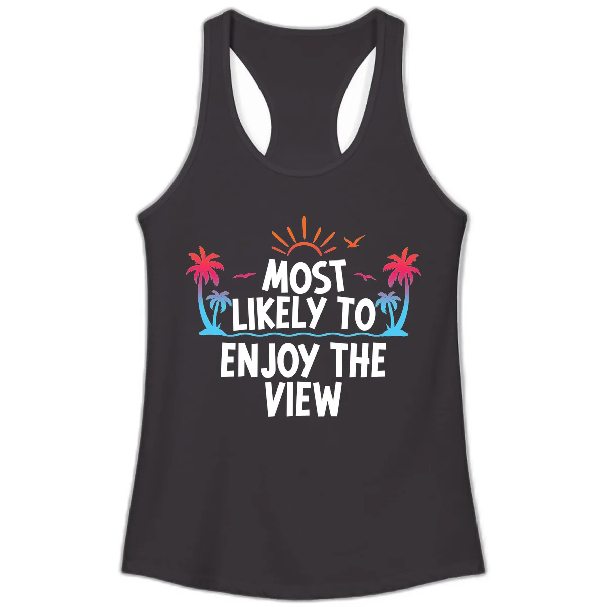 Most Likely To Enjoy The View Ladies Tank in Black