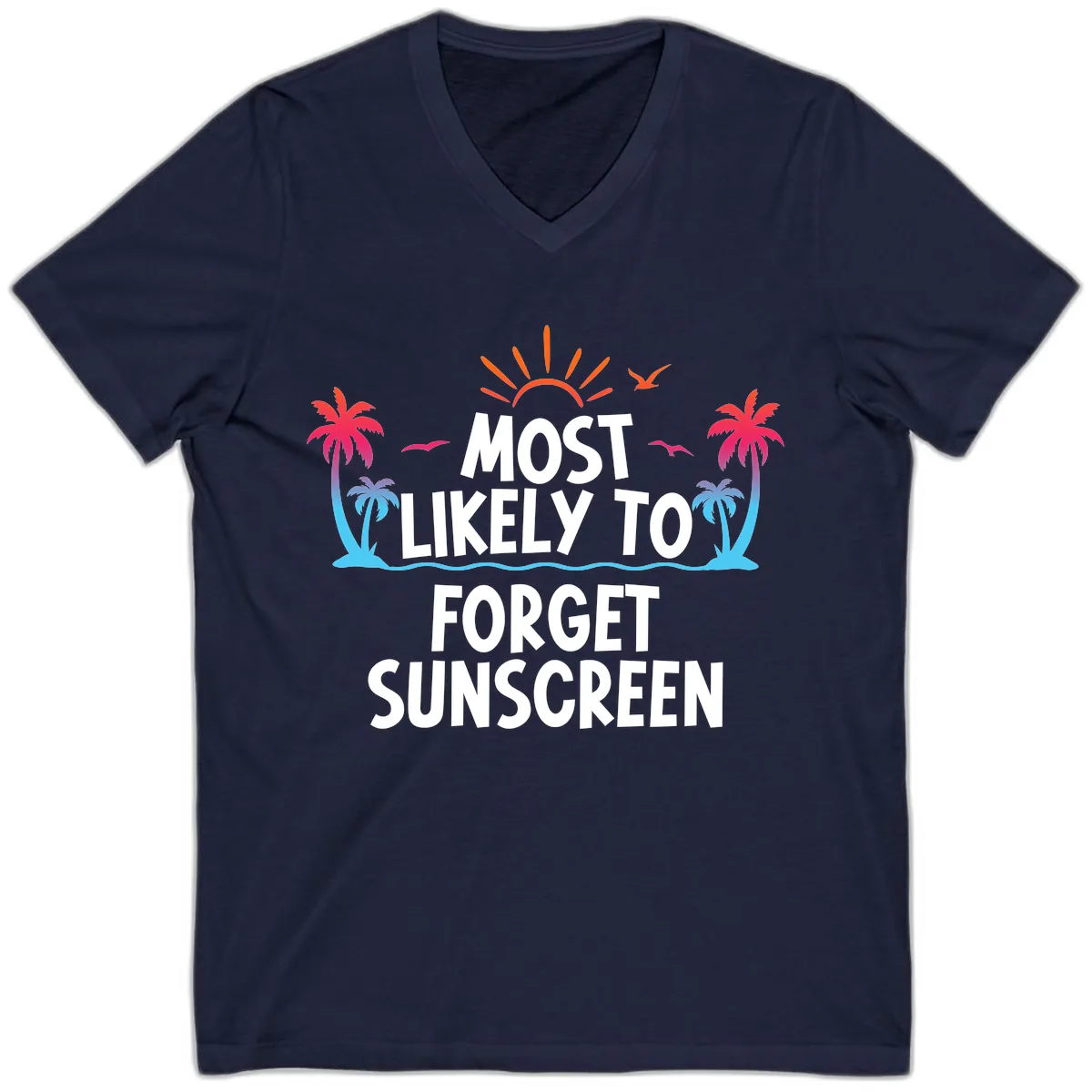 Most Likely To Forget Sunscreen V-Neck in Navy