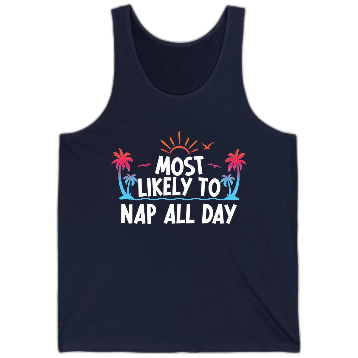 Most Likely To Nap All Day Tank in Navy