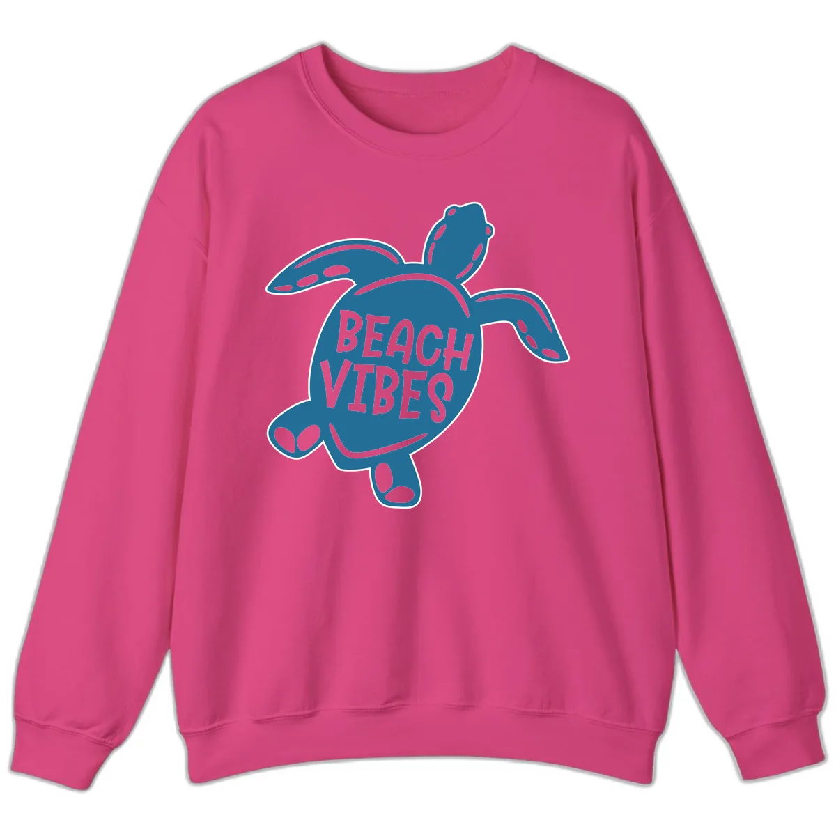Beach Vibes Sea Turtle Sweatshirt in Heliconia