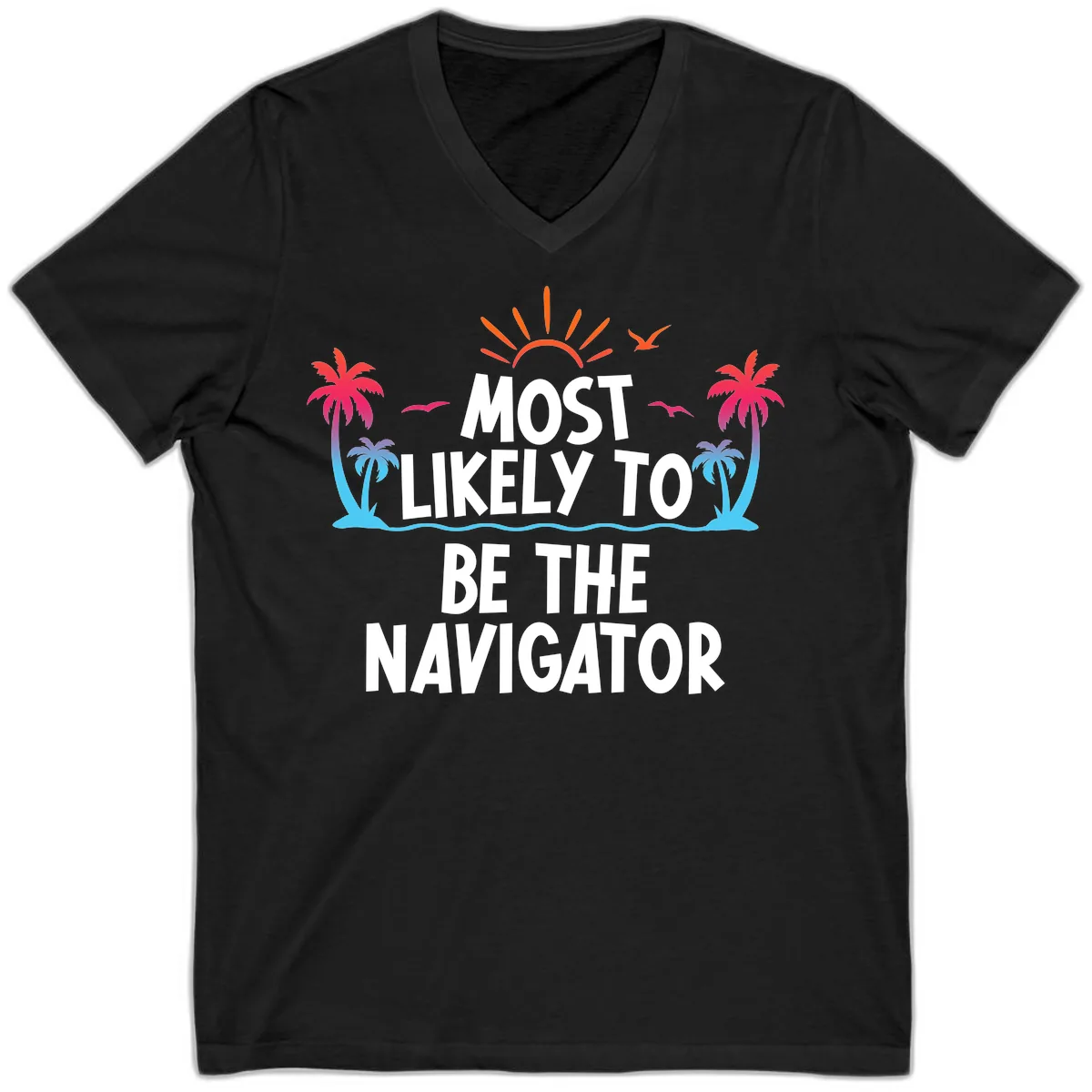 Most Likely To Be The Navigator V-Neck in Black