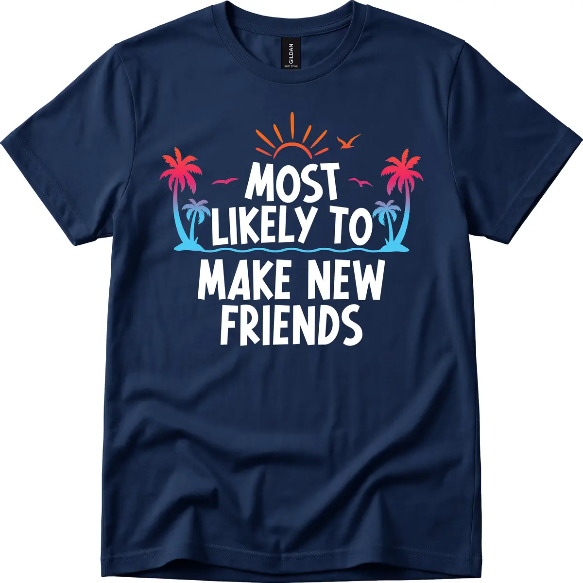 Most Likely To Make New Friends T-Shirt in Navy