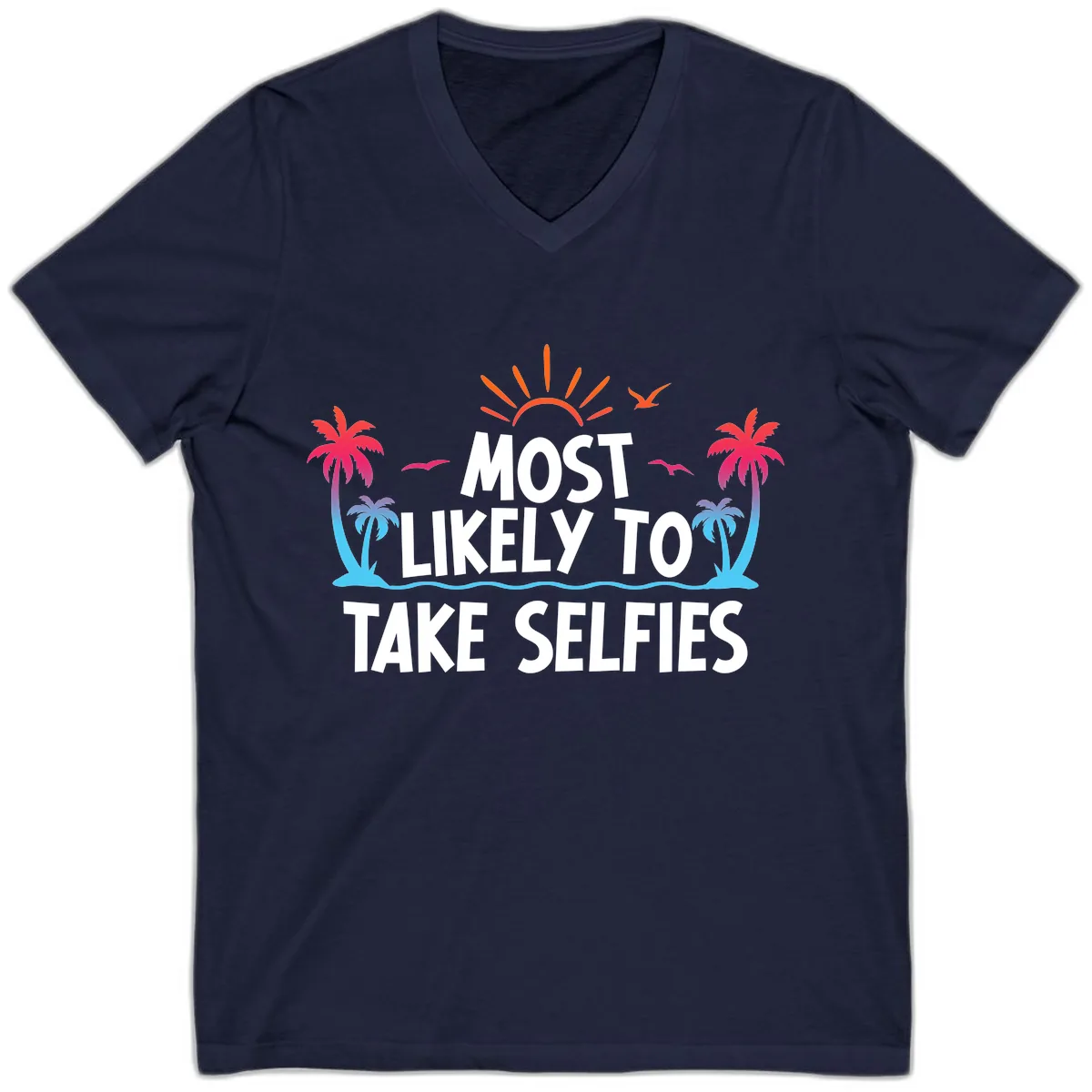 Most Likely To Take Selfies V-Neck in Navy