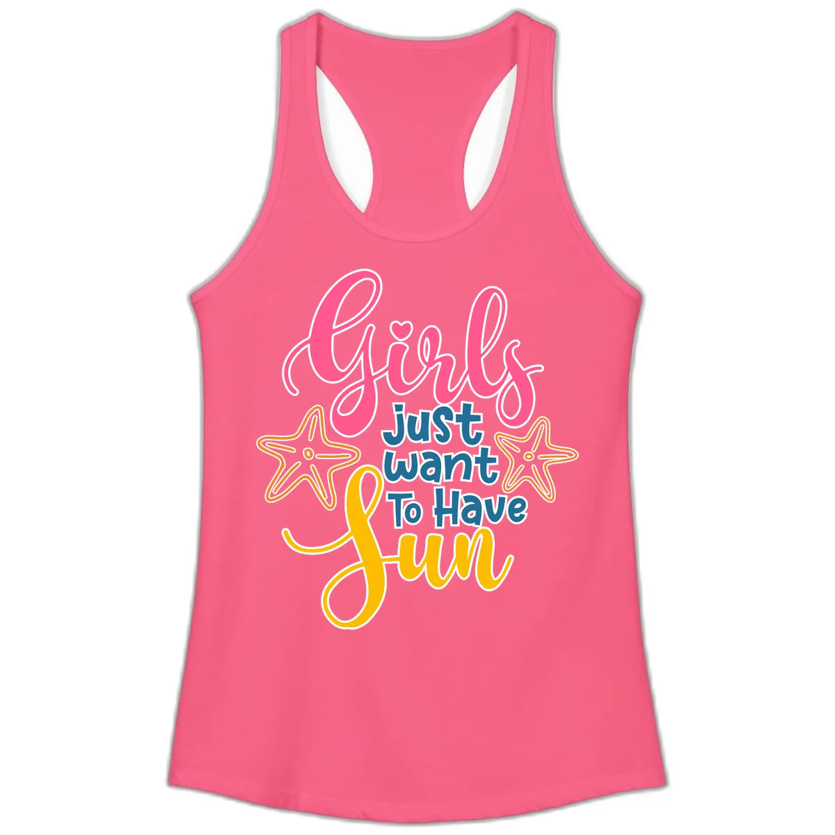 Girls Just Want To Have Fun Cruise Ladies Tank in Solid Hot Pink