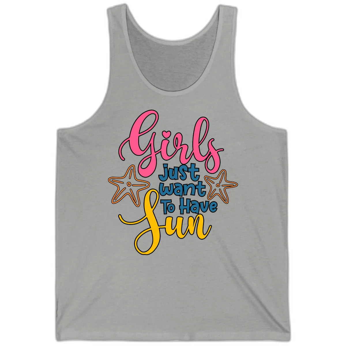 Girls Just Want To Have Fun Cruise Tank in Athletic Heather