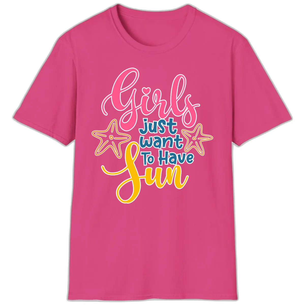 Girls Just Want To Have Fun Cruise T-Shirt in Heliconia