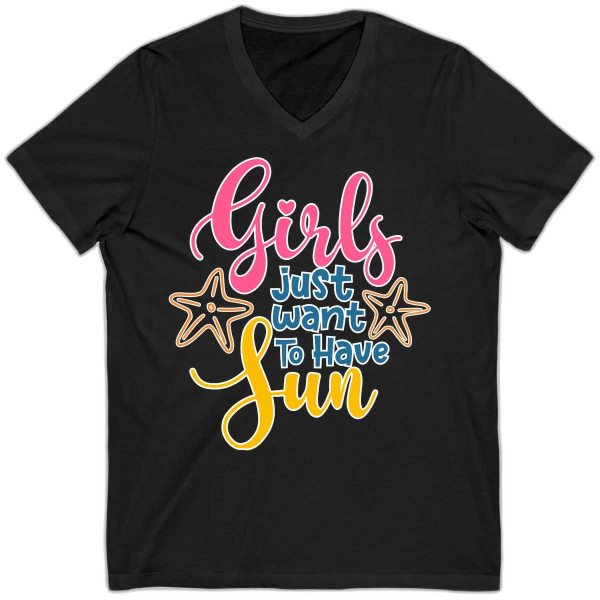 Girls Just Want To Have Fun Cruise V-Neck in Black