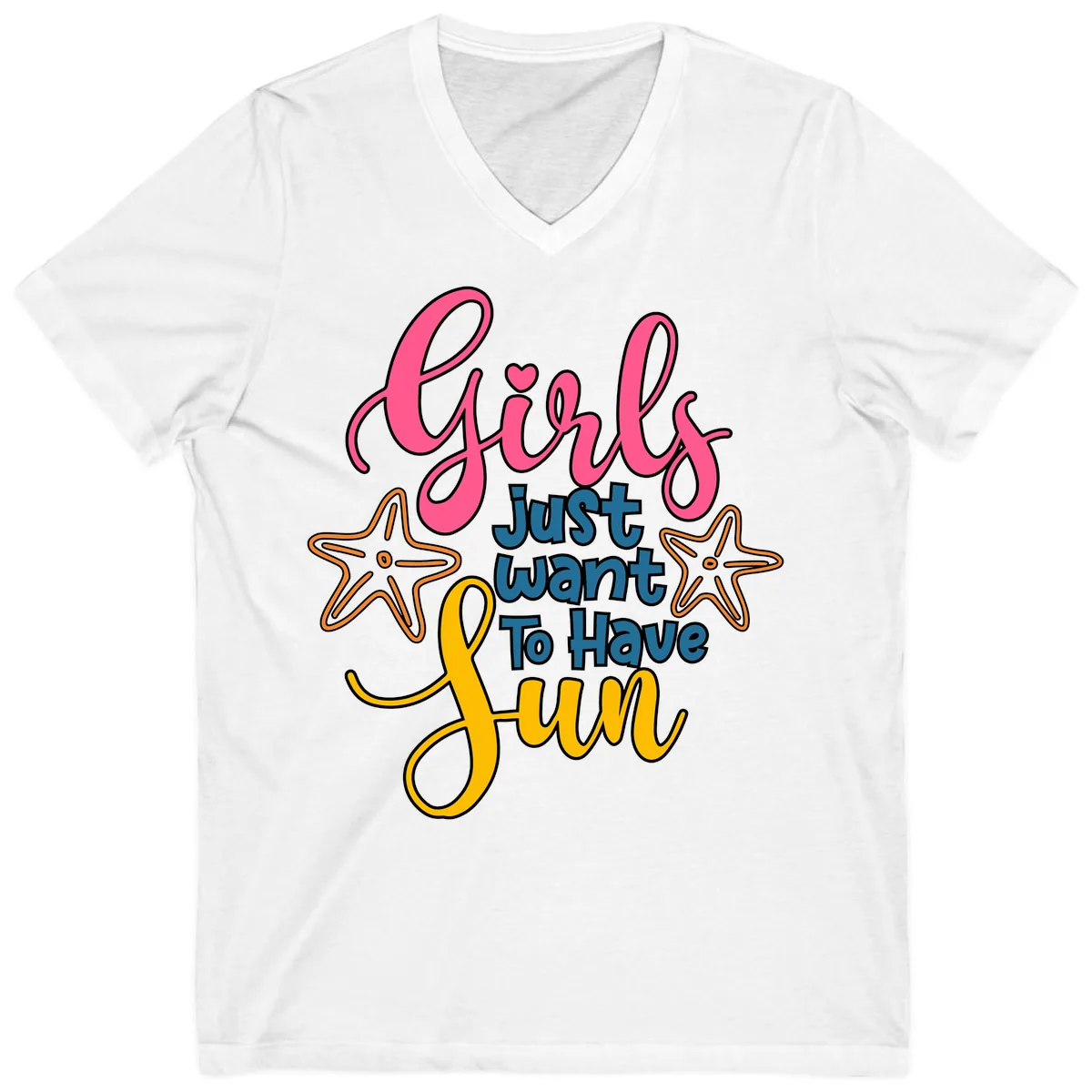 Girls Just Want To Have Fun Cruise V-Neck in White