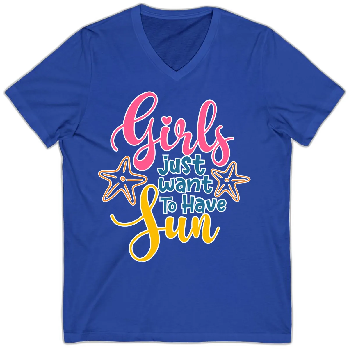 Girls Just Want To Have Fun Cruise V-Neck in True Royal