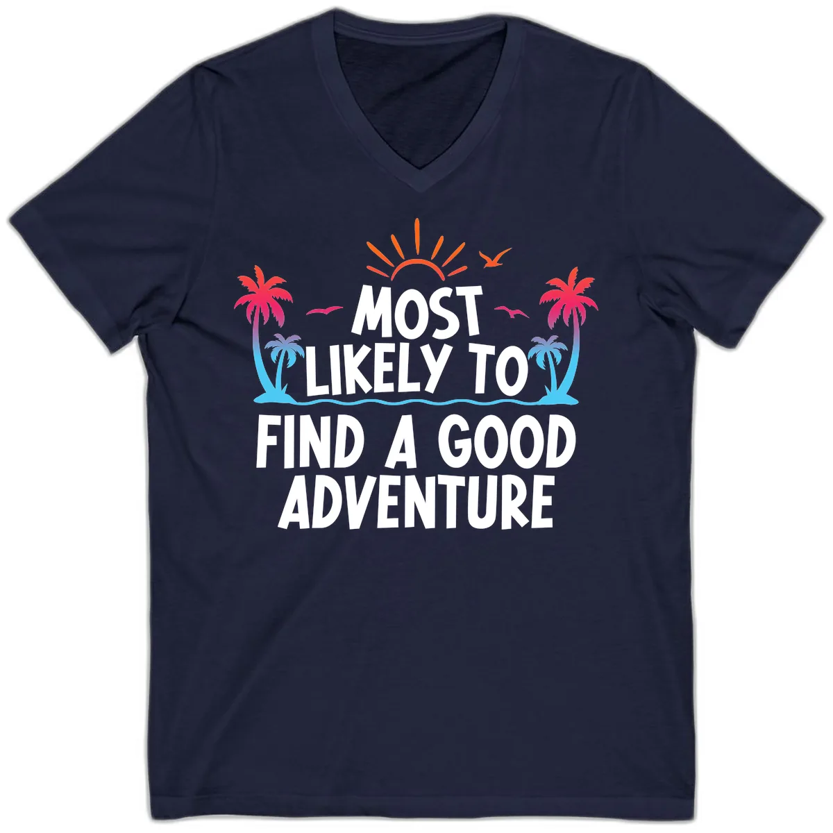 Most Likely To Find A Good Adventure V-Neck in Navy