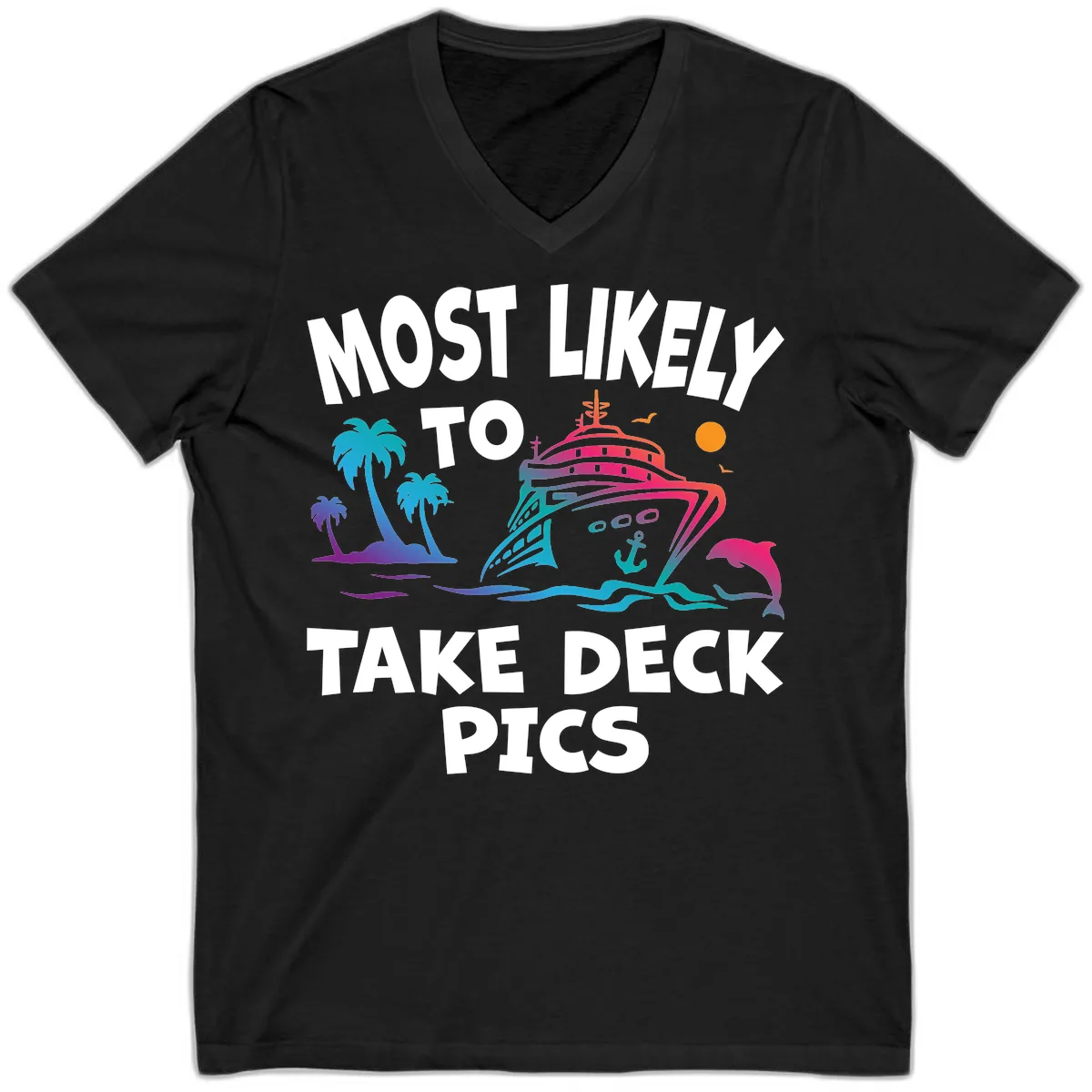 Most Likely To Take Deck Pics V-Neck in Black