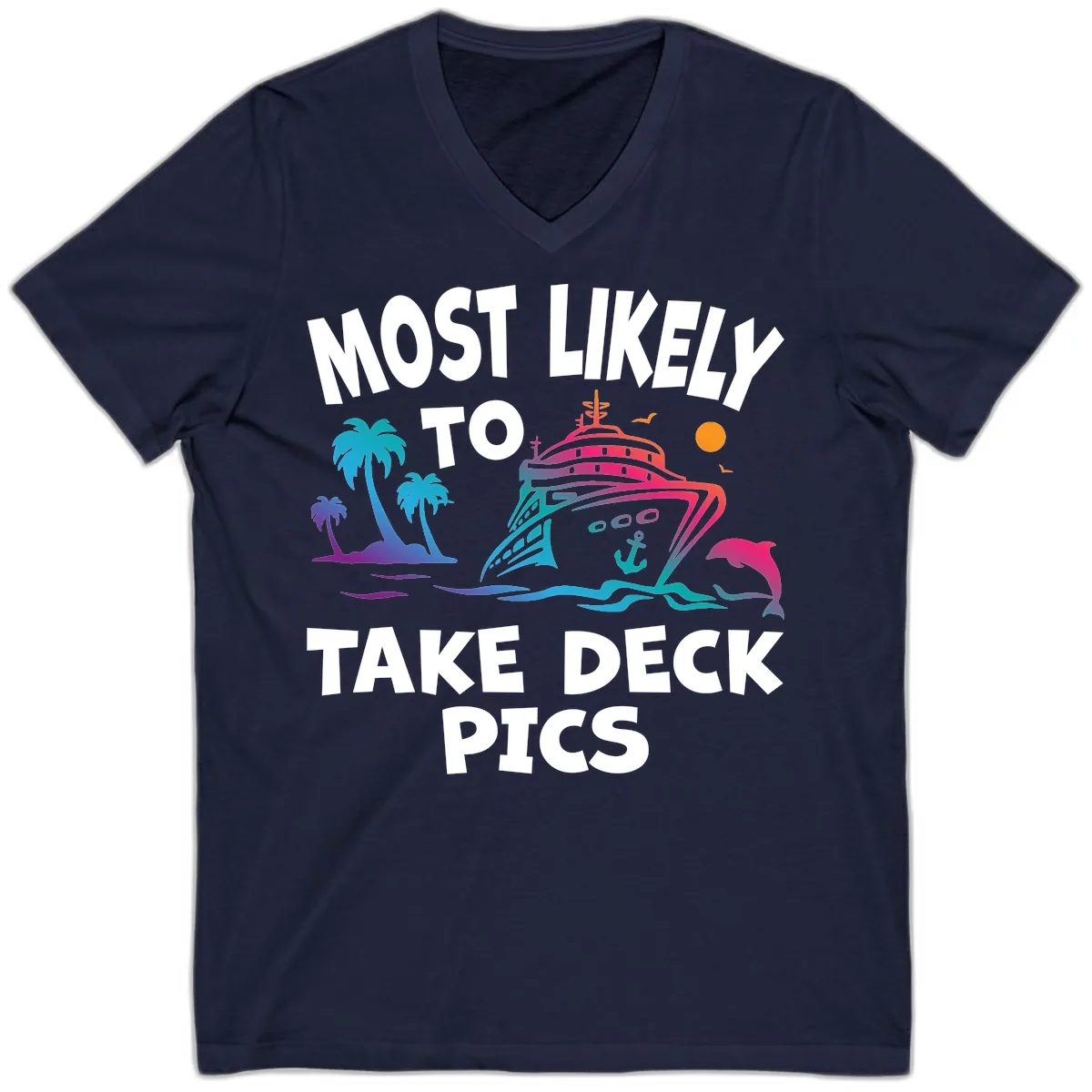 Most Likely To Take Deck Pics V-Neck in Navy