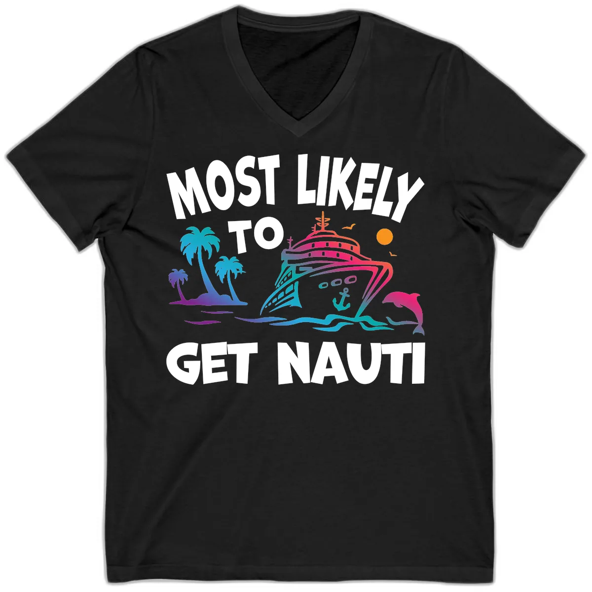 Most Likely To Get Nauti V-Neck in Black