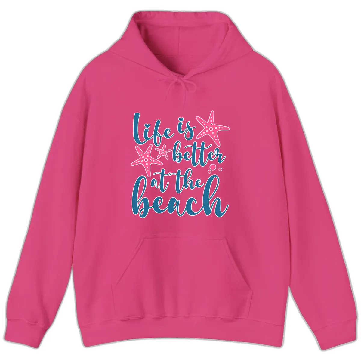 Life Is Better At The Beach Hoodie in Heliconia