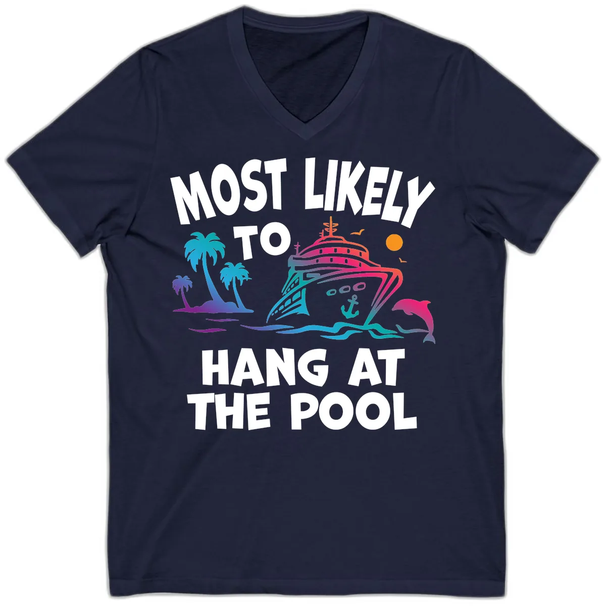 Most Likely To Hang At The Pool V-Neck in Navy