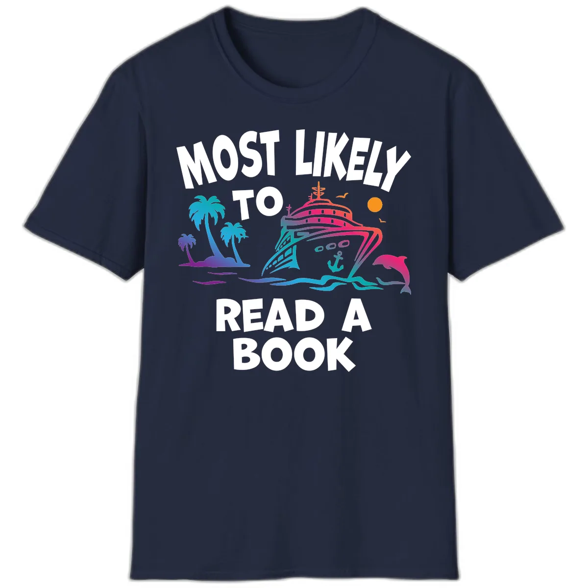 Most Likely To Read A Book Cruise T-Shirt in Navy