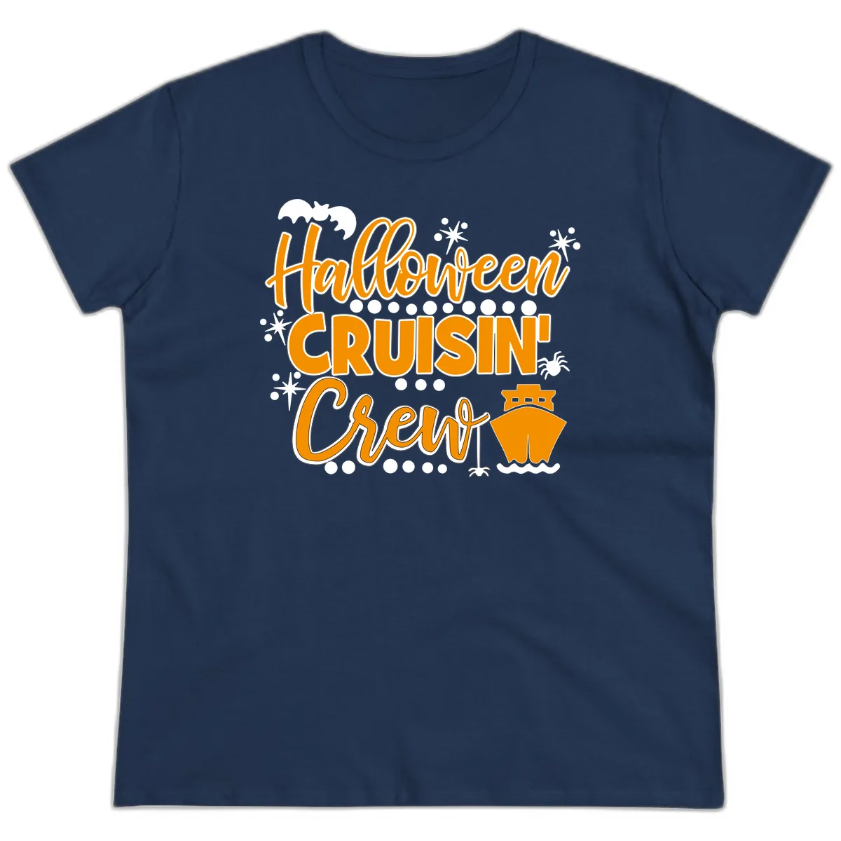 Halloween Cruisin' Crew Ladies Tee in Navy