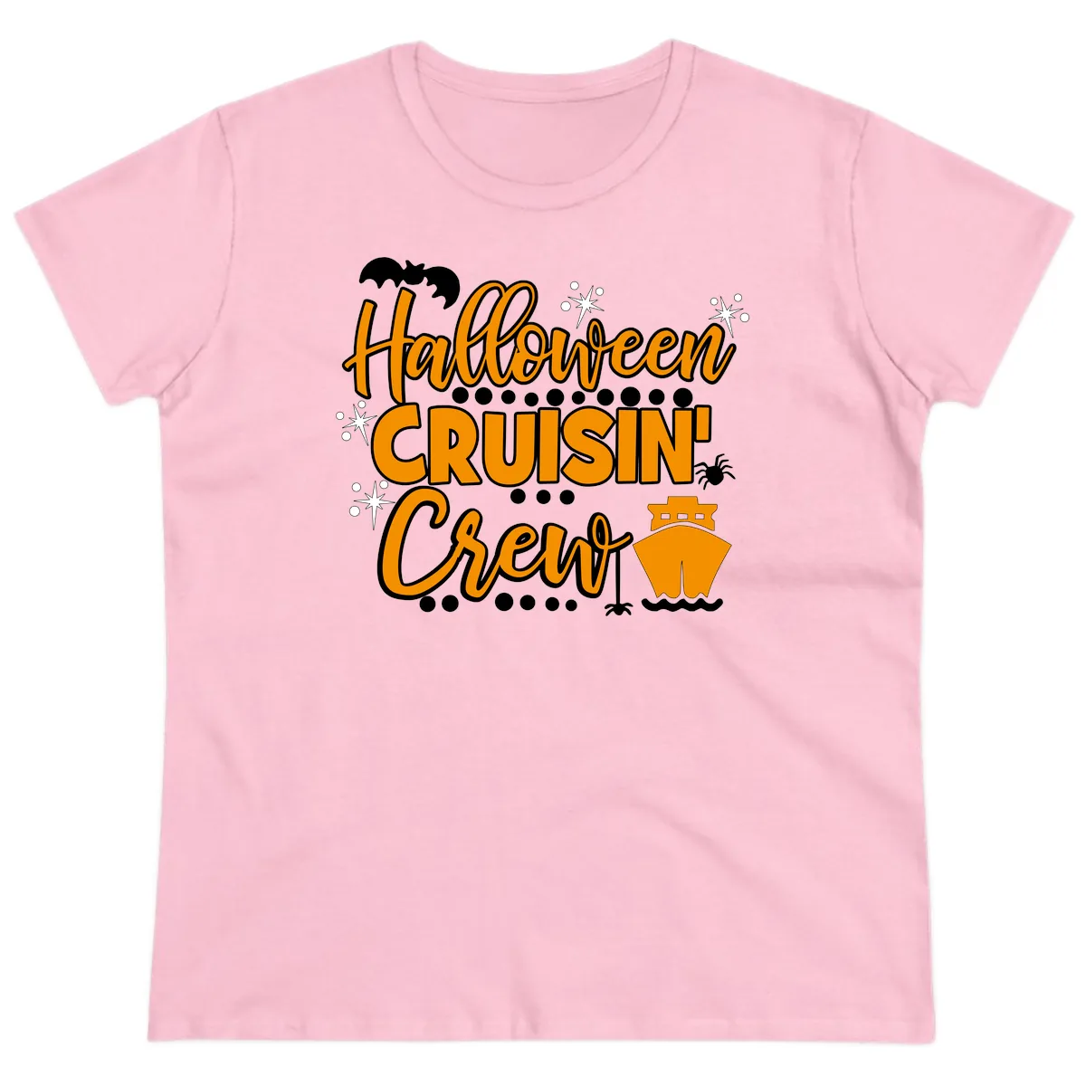 Halloween Cruisin' Crew Ladies Tee in Light Pink