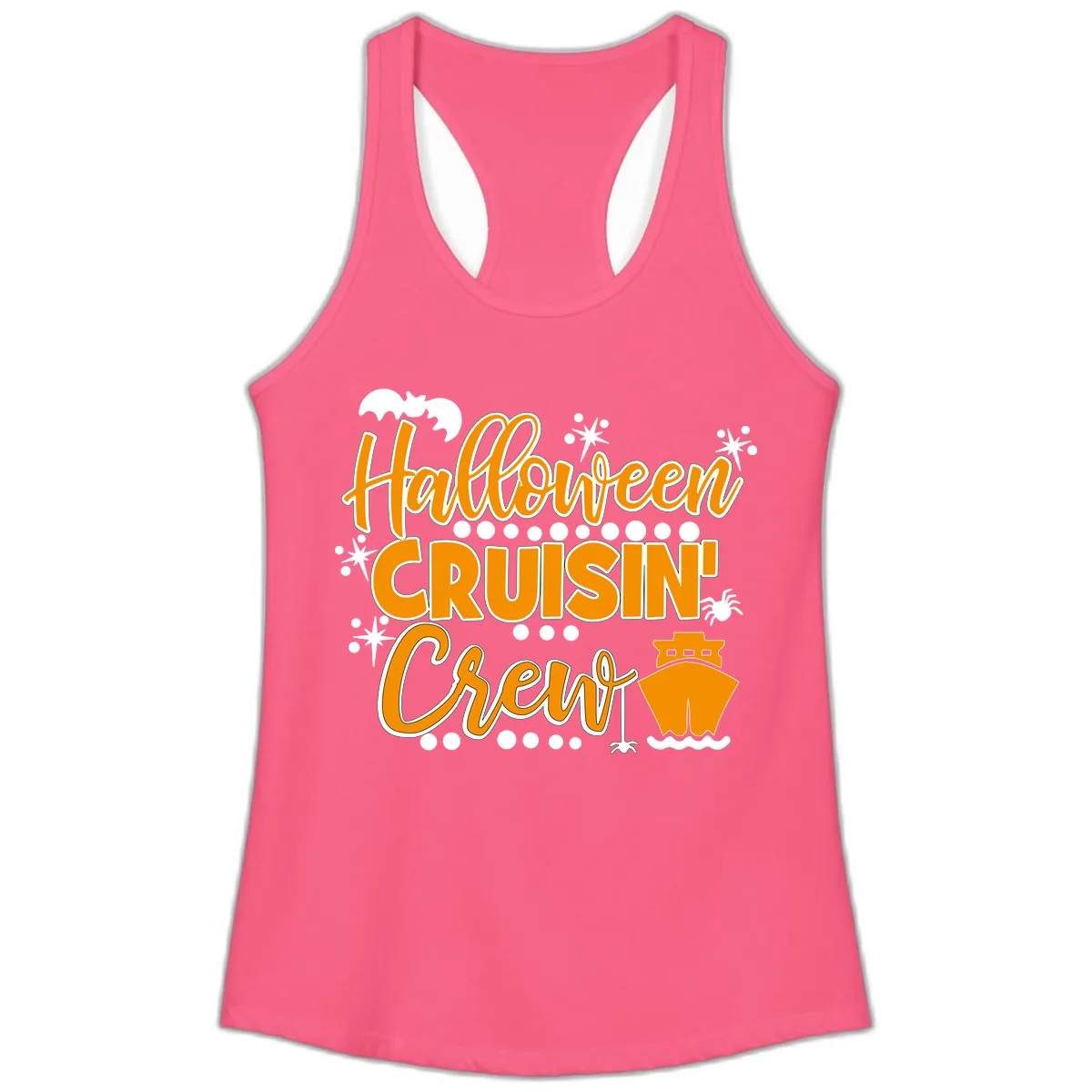 Halloween Cruisin' Crew Ladies Tank in Solid Hot Pink