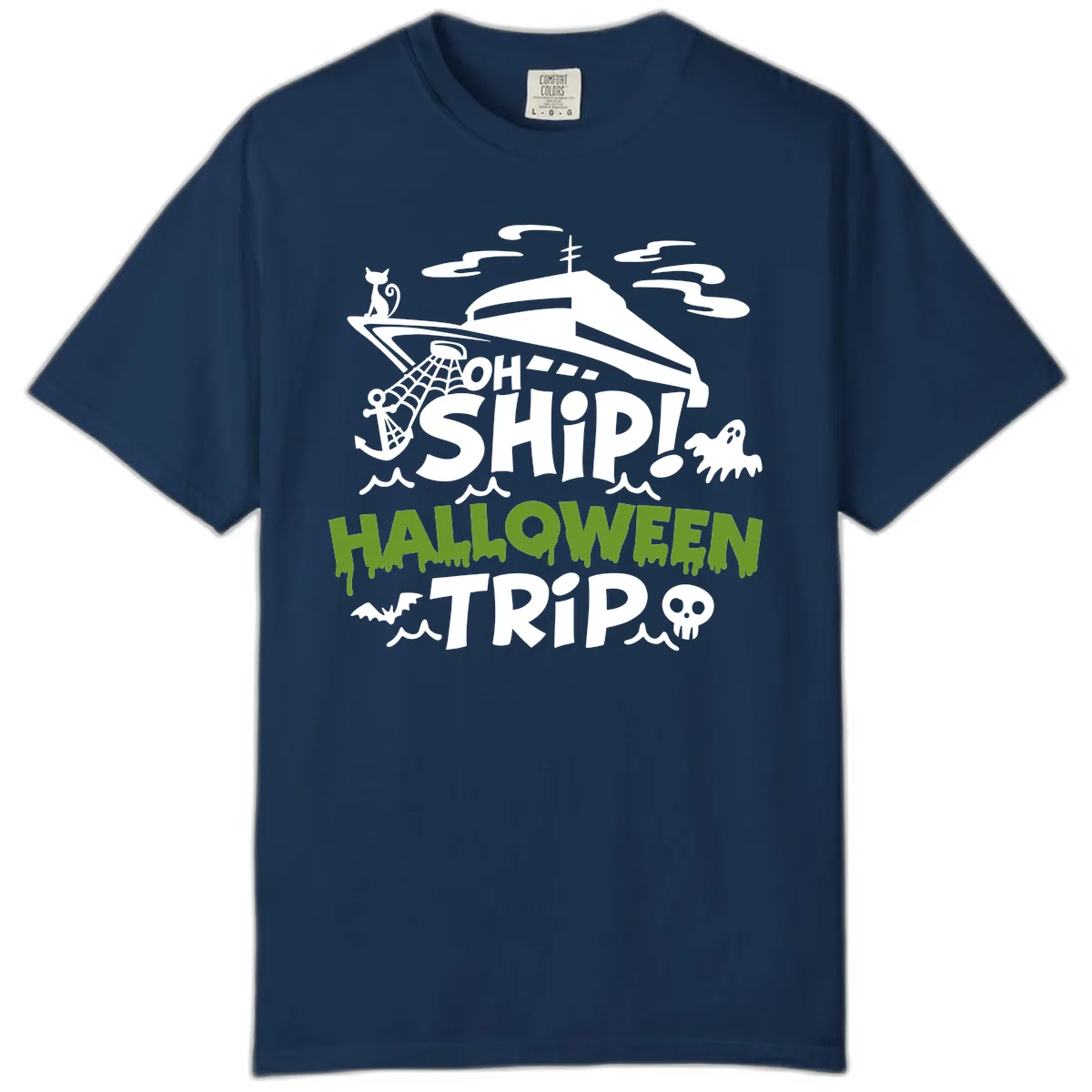 Oh Ship Halloween Trip Comfort Color in Navy