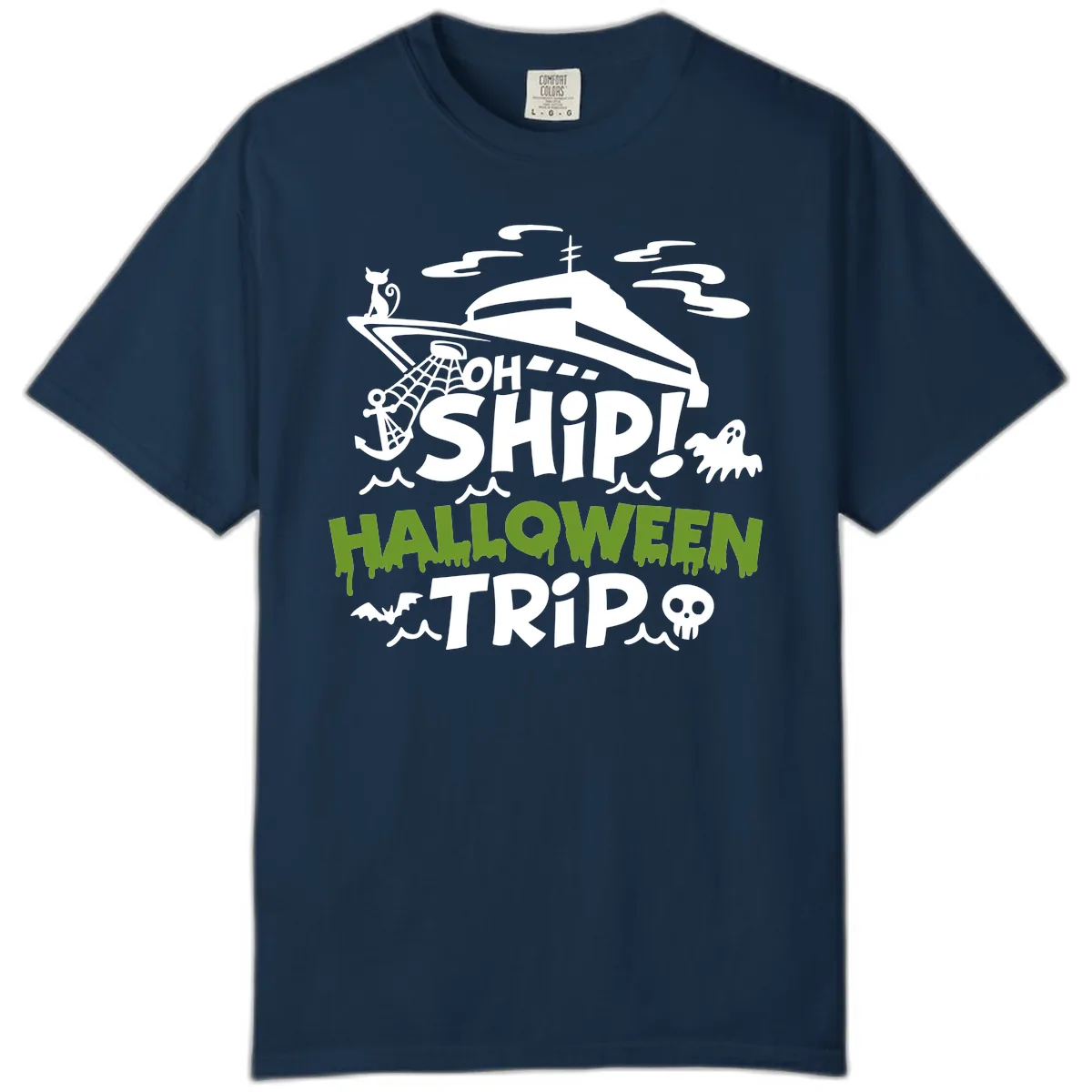 Oh Ship Halloween Trip Comfort Color in True Navy