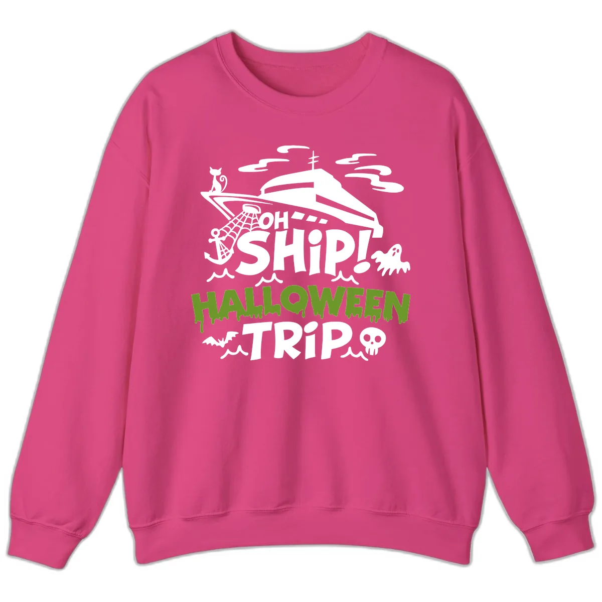 Oh Ship Halloween Trip Sweatshirt in Heliconia