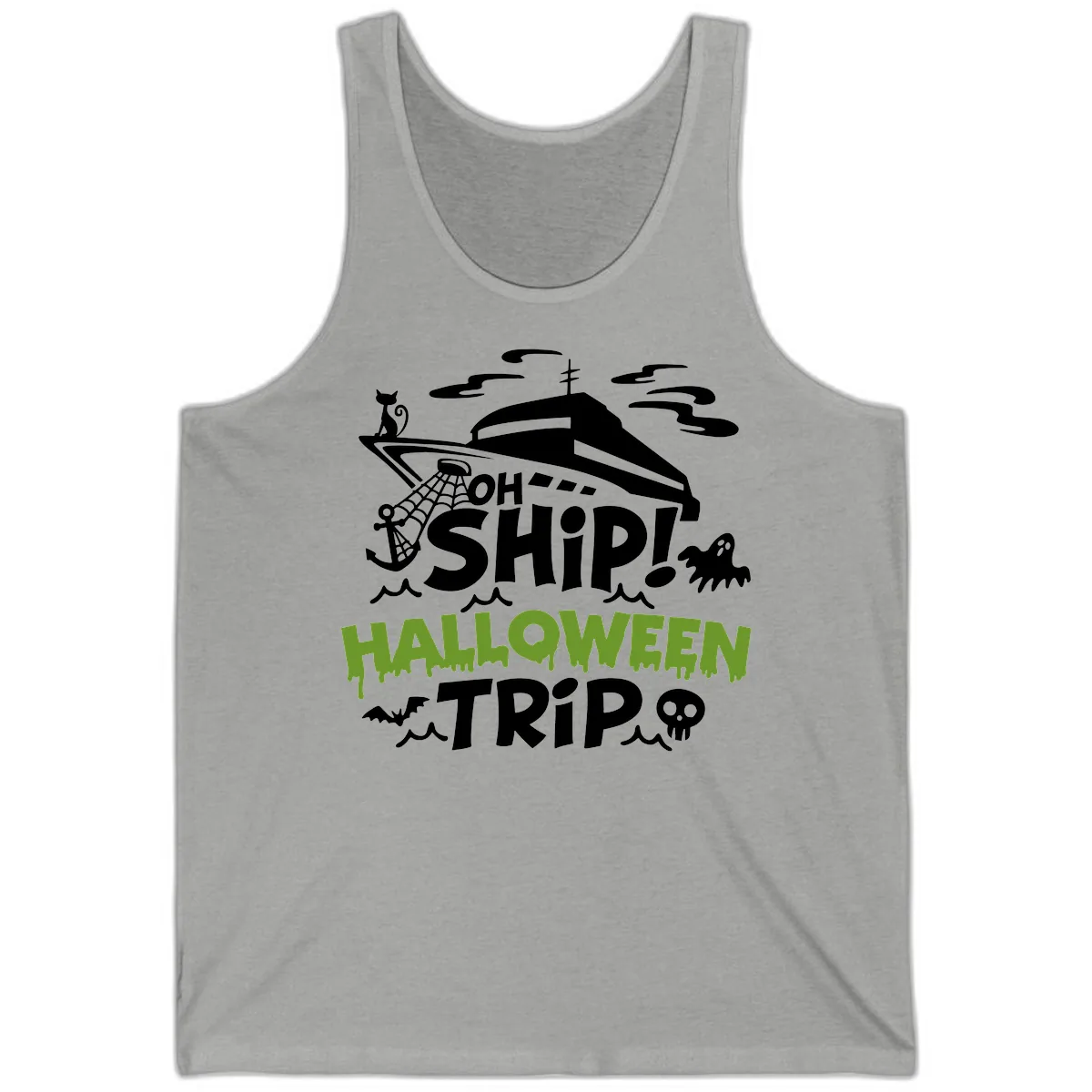 Oh Ship Halloween Trip Tank in Athletic Heather