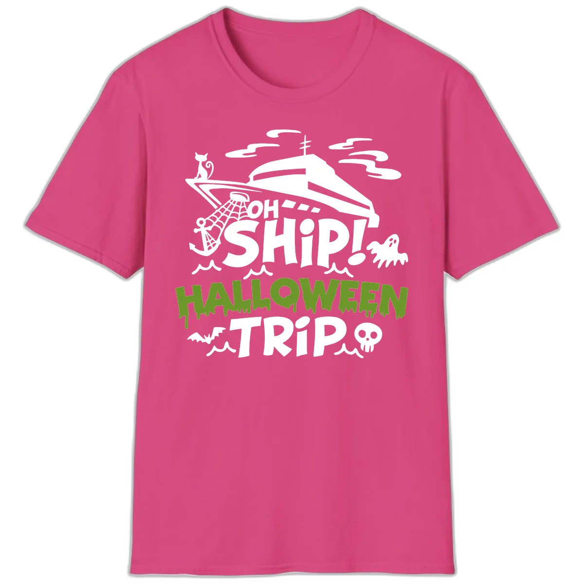 Oh Ship Halloween Trip T-Shirt in Heliconia