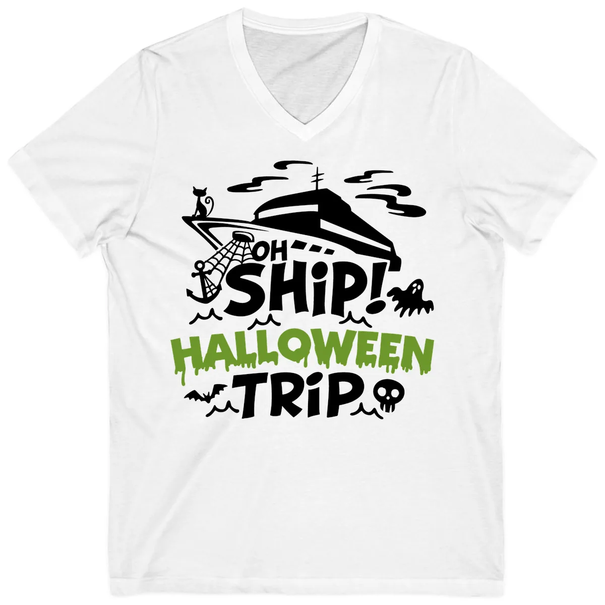 Oh Ship Halloween Trip V-Neck in White