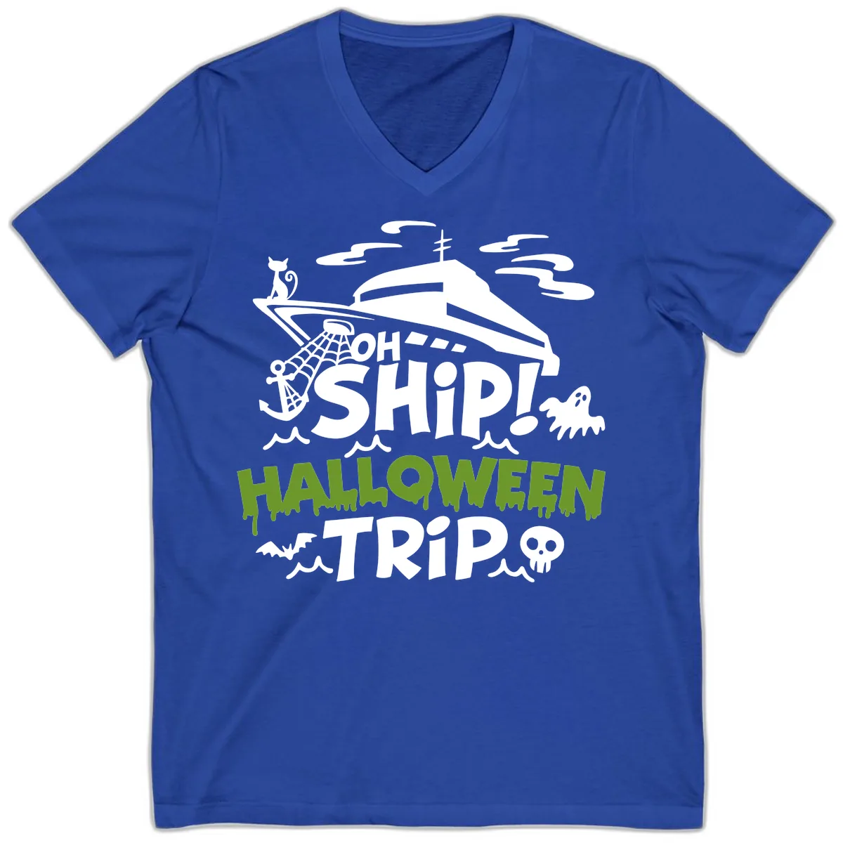 Oh Ship Halloween Trip V-Neck in True Royal