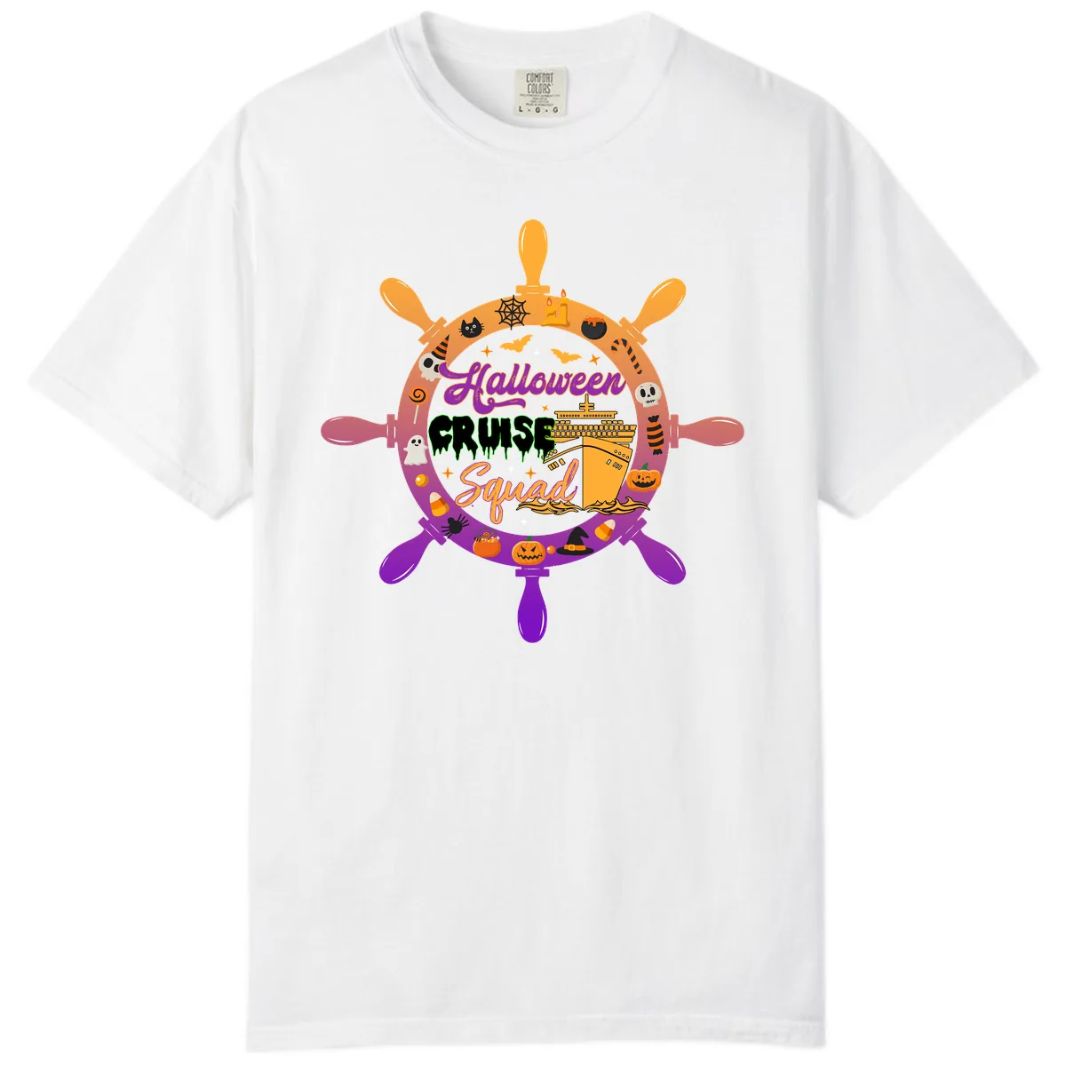 Halloween Cruise Squad Ship Wheel Comfort Color in White