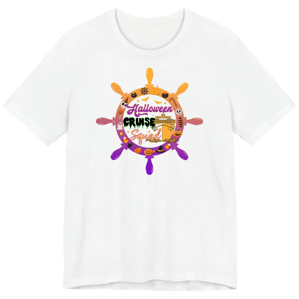Halloween Cruise Squad Ship Wheel Premium T-Shirt in White
