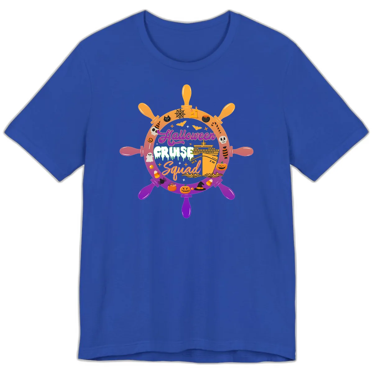 Halloween Cruise Squad Ship Wheel Premium T-Shirt in True Royal