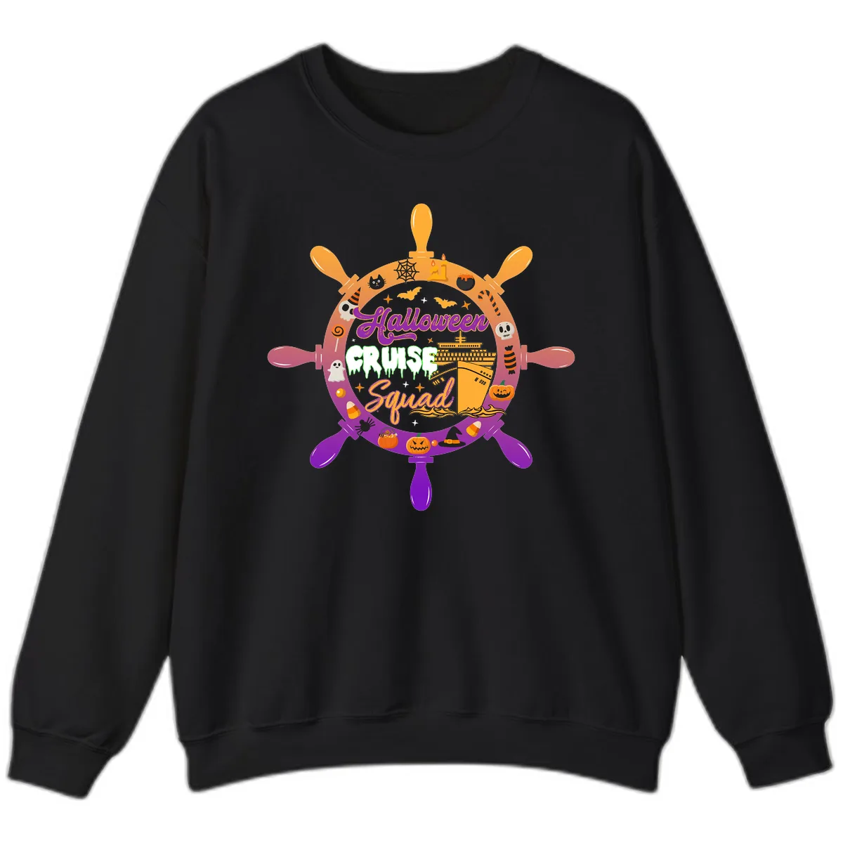 Halloween Cruise Squad Ship Wheel Sweatshirt in Black