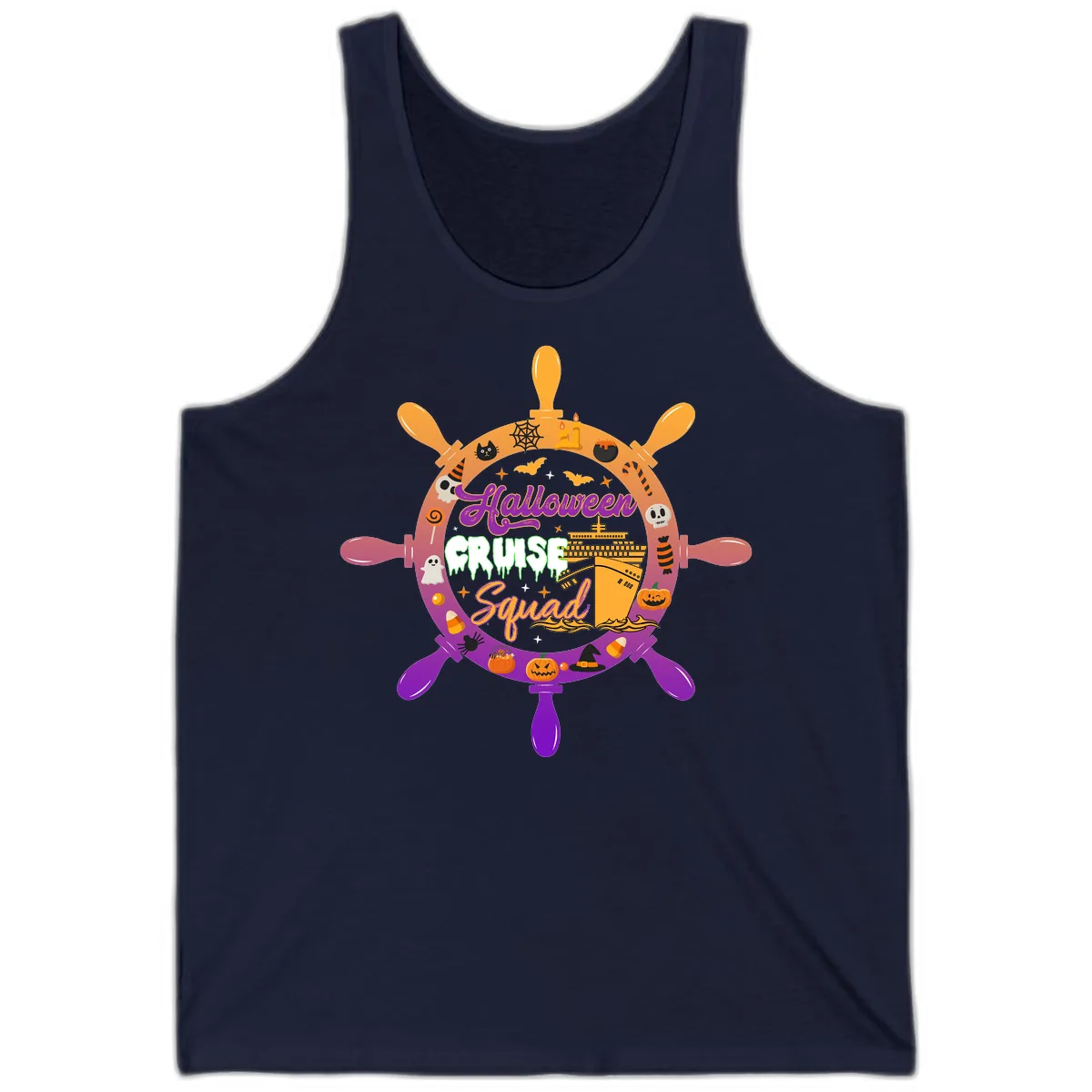 Halloween Cruise Squad Ship Wheel Tank in Navy