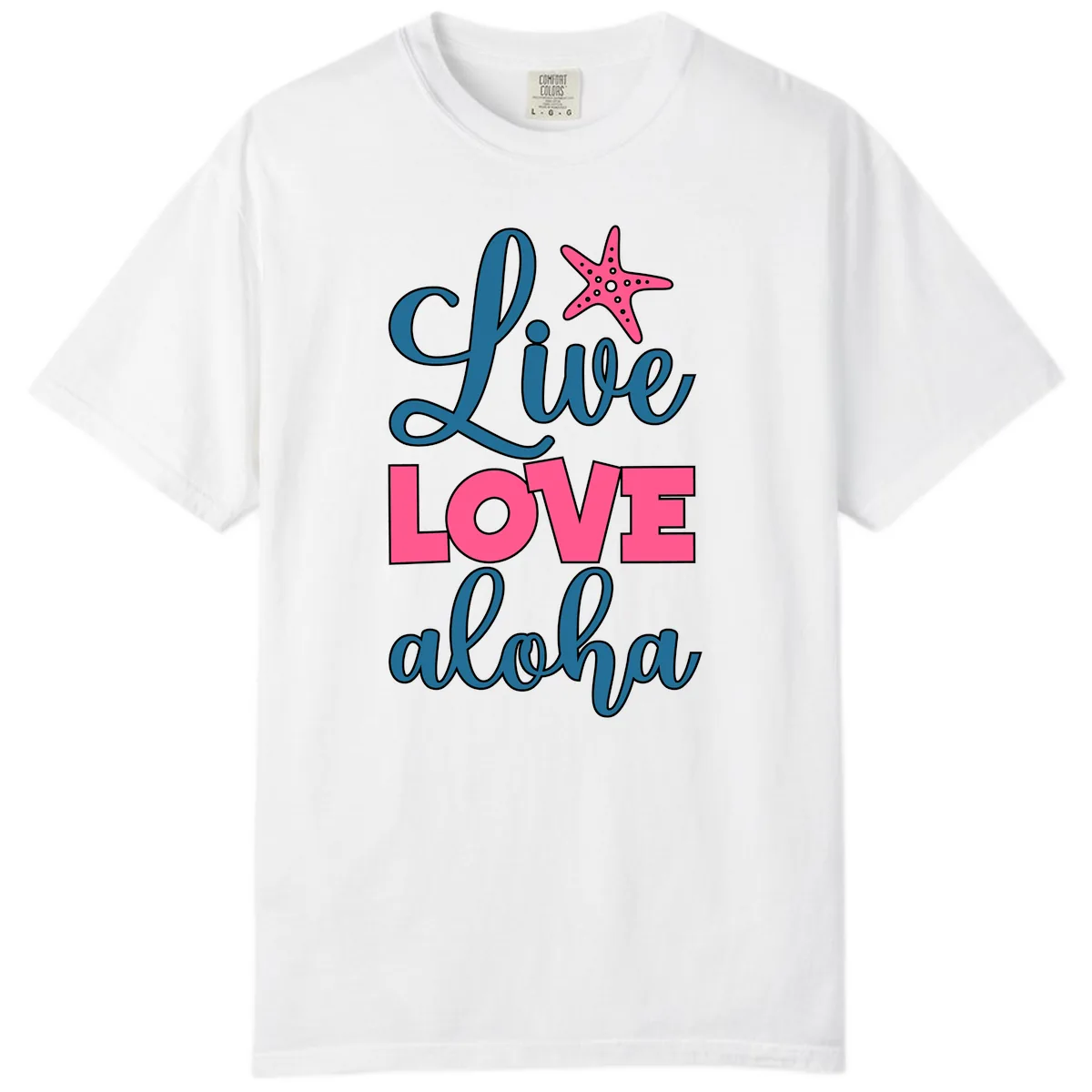 Live Life Aloha Starfish Comfort Color in White