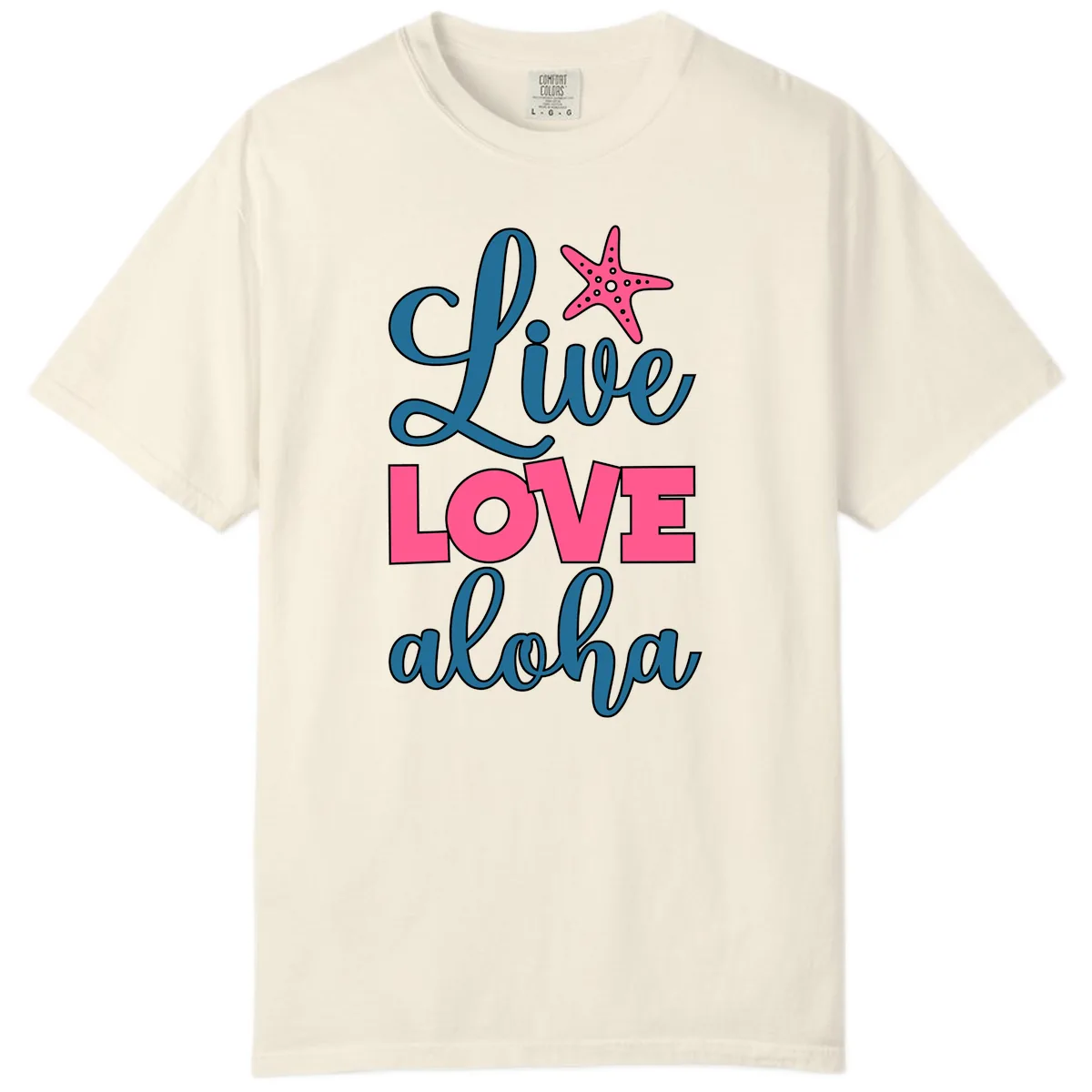 Live Life Aloha Starfish Comfort Color in Ivory