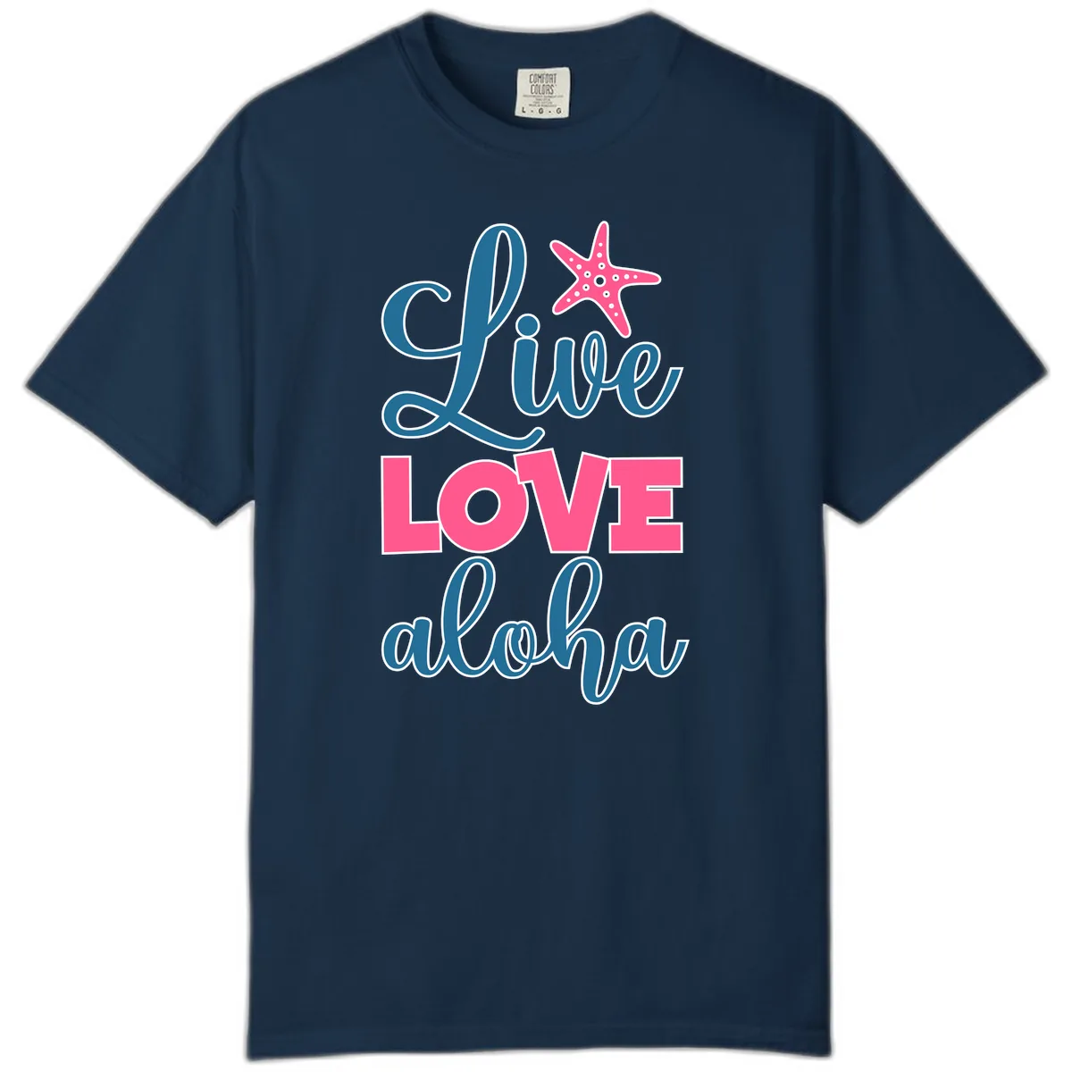 Live Life Aloha Starfish Comfort Color in True Navy
