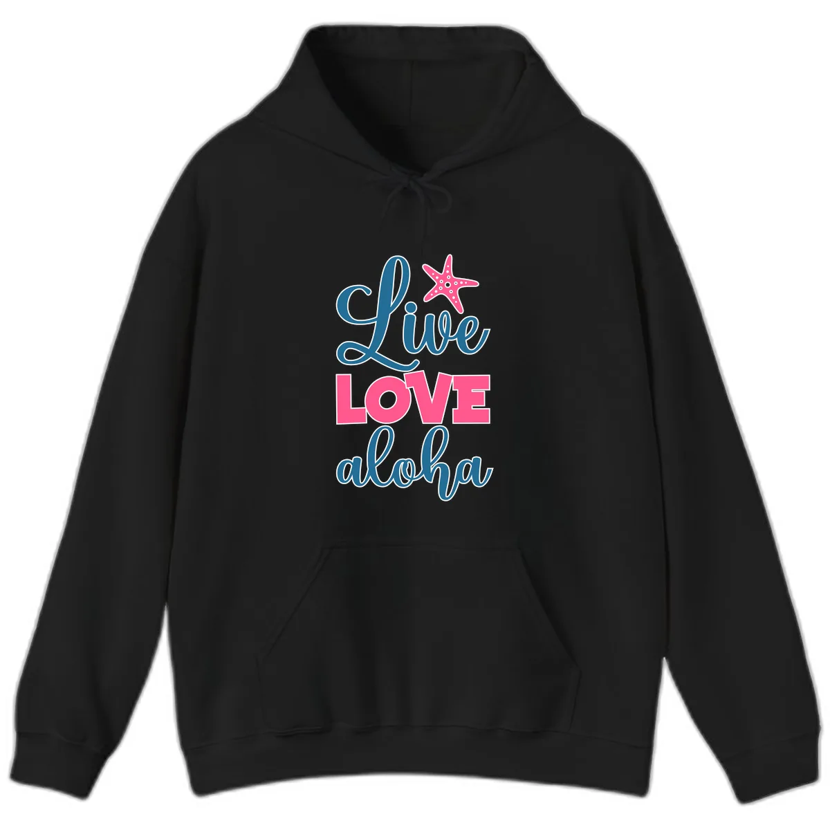 Live Life Aloha Starfish Hoodie in Black