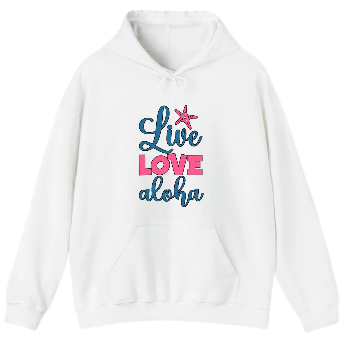 Live Life Aloha Starfish Hoodie in White