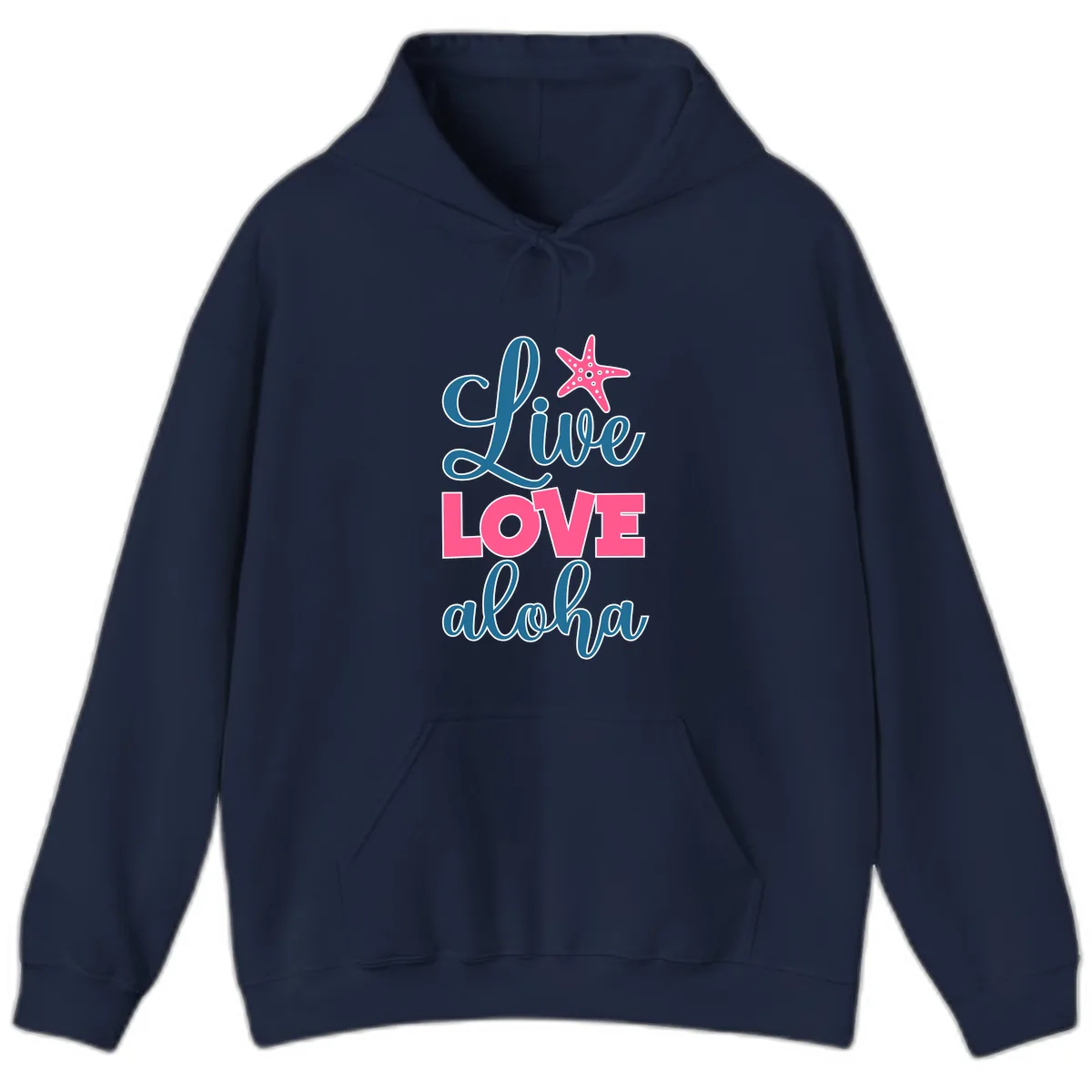 Live Life Aloha Starfish Hoodie in Navy