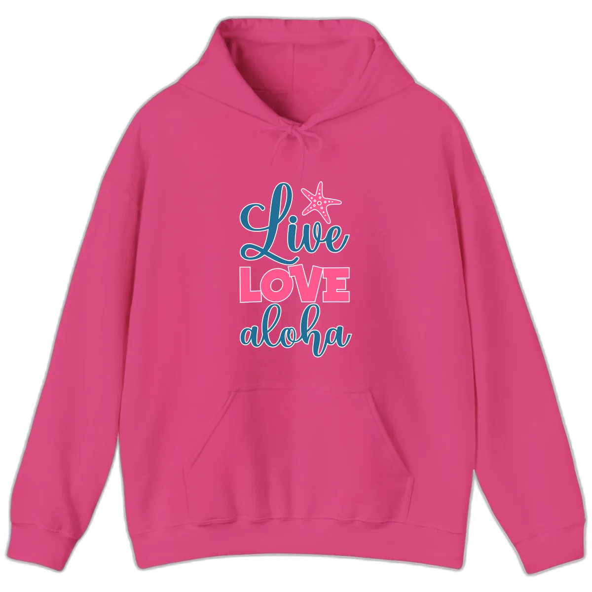 Live Life Aloha Starfish Hoodie in Heliconia